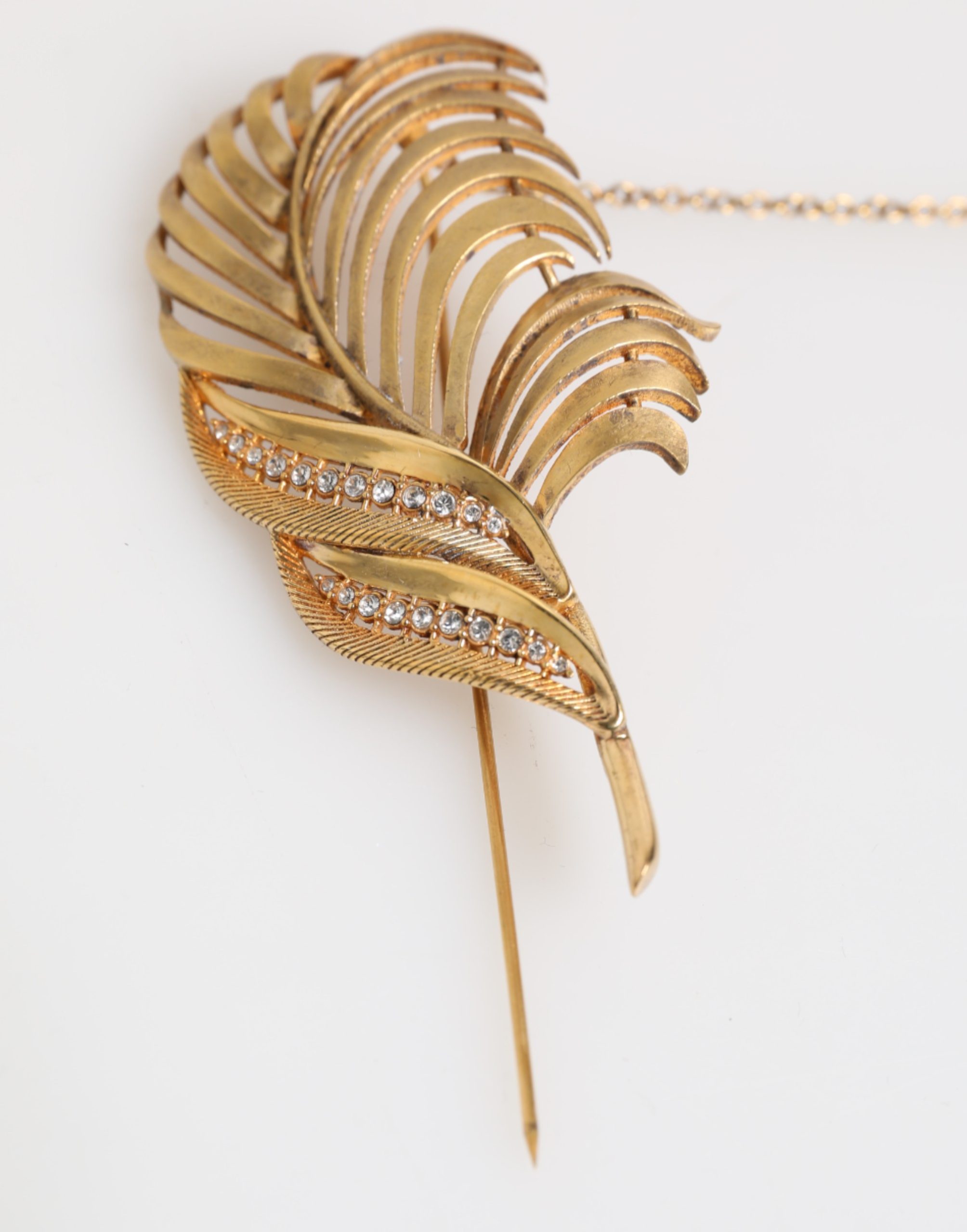 Dolce & Gabbana Gold Sterling Silver925 Leaf Embellished Lapel Pin Brooch - Image 6