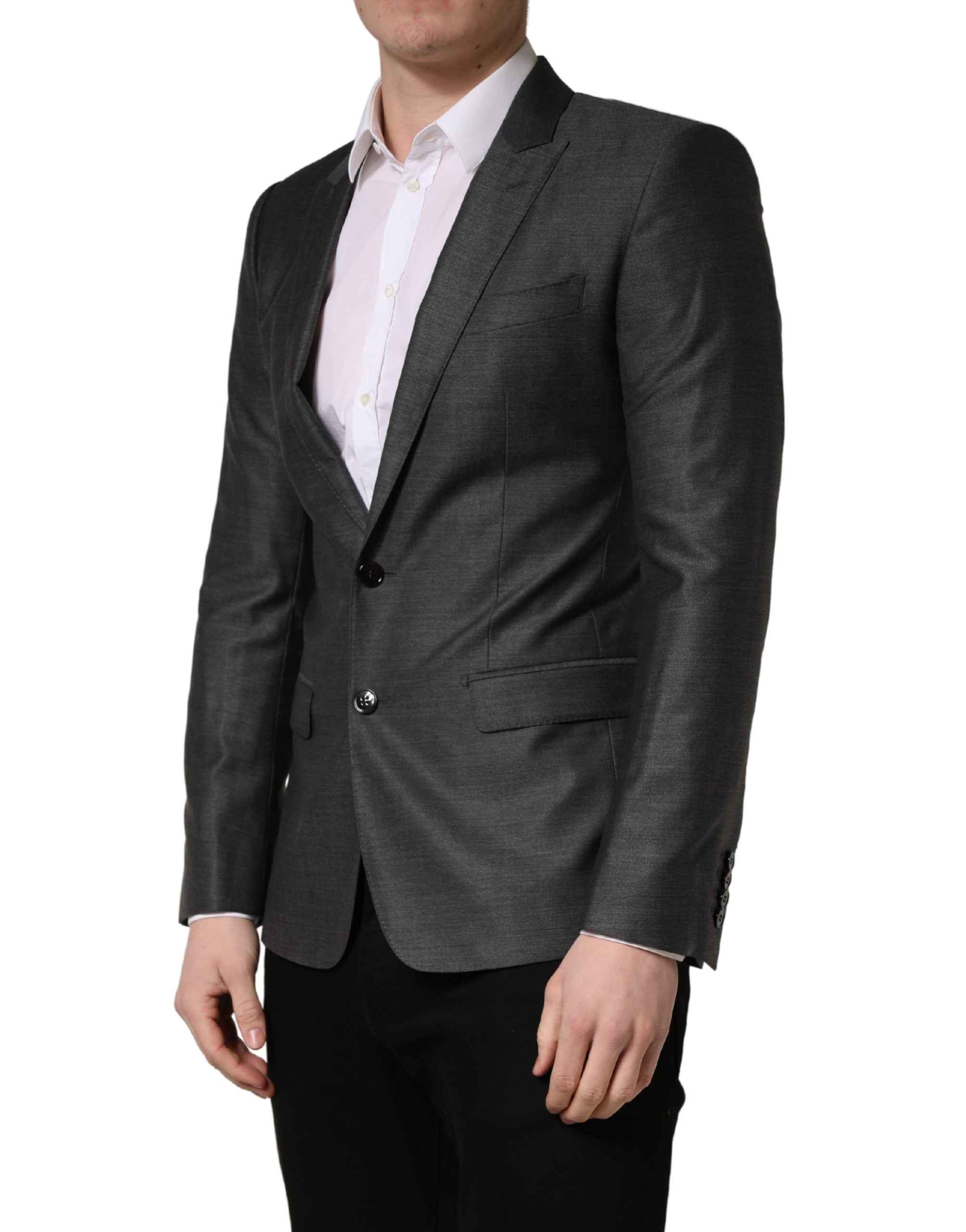 Dolce & Gabbana Dark Gray Wool Slim Fit Coat Jacket Blazer - Image 3