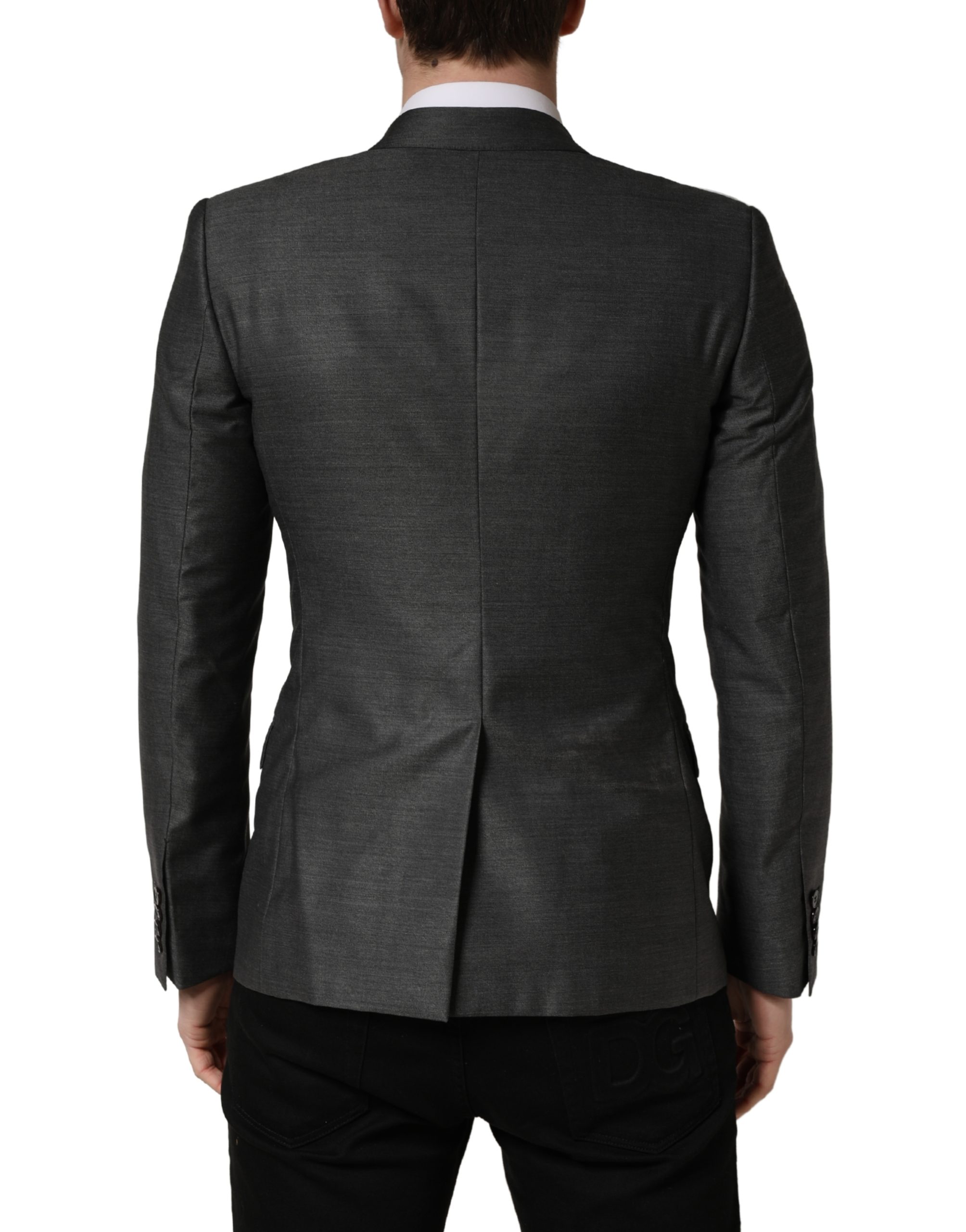 Dolce & Gabbana Dark Gray Wool Slim Fit Coat Jacket Blazer - Image 4