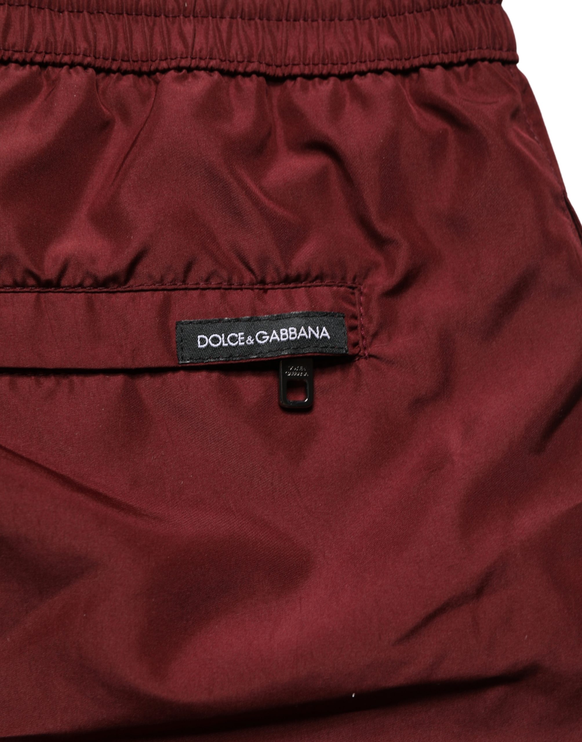 Dolce & Gabbana Maroon Polyester Drawstring Shorts Swimwear - Image 5