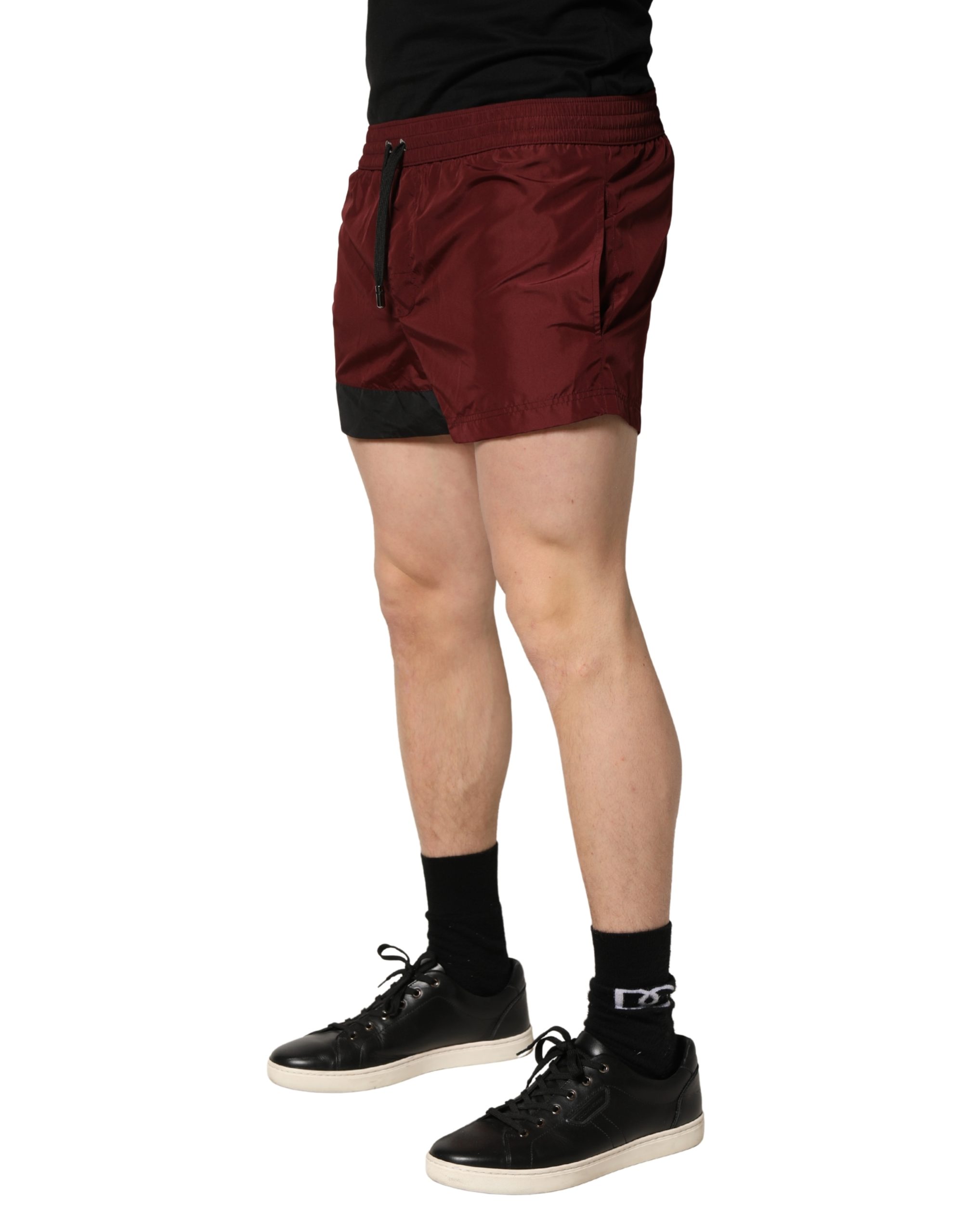 Dolce & Gabbana Maroon Polyester Drawstring Shorts Swimwear - Image 3