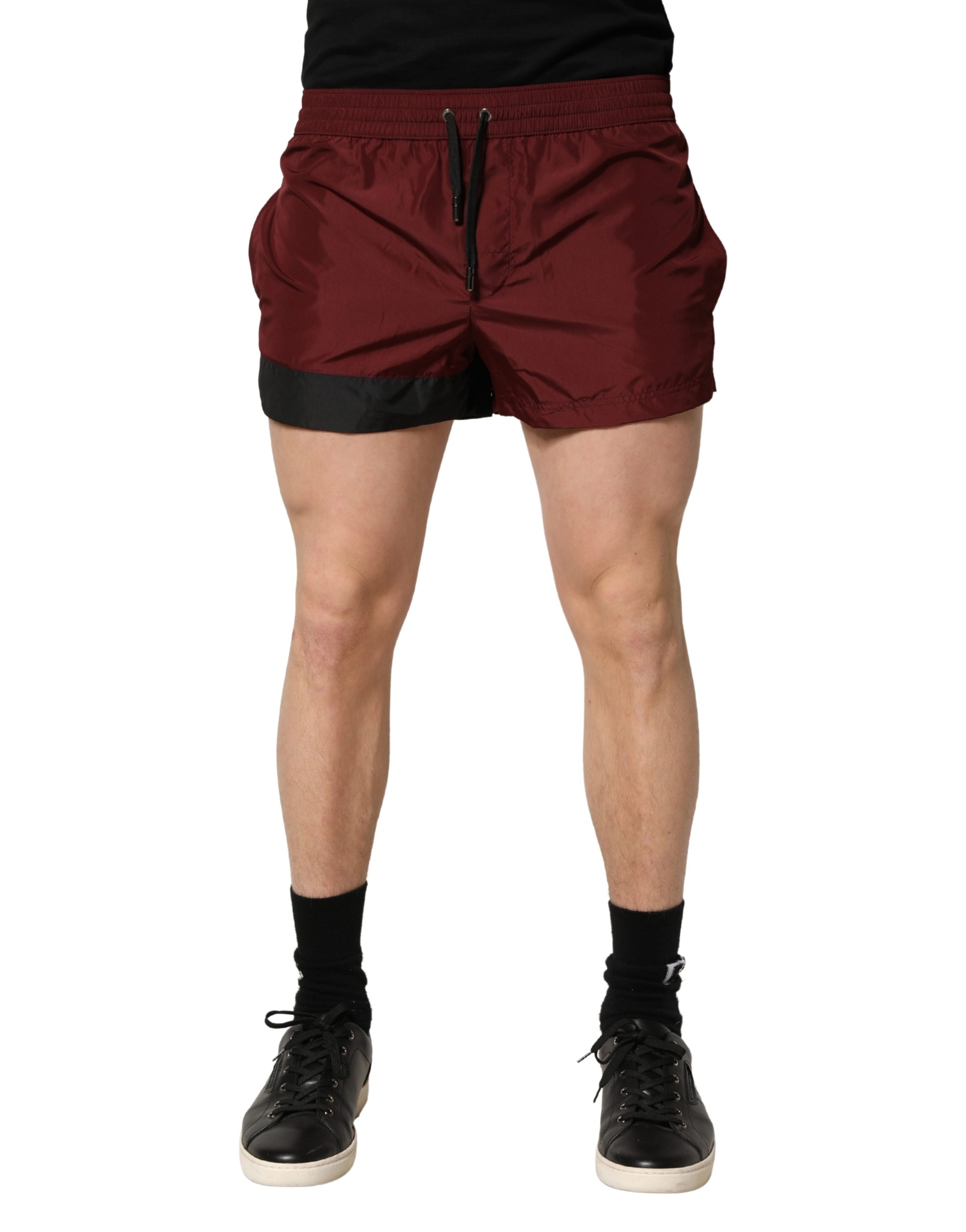 Dolce & Gabbana Maroon Polyester Drawstring Shorts Swimwear - Image 2
