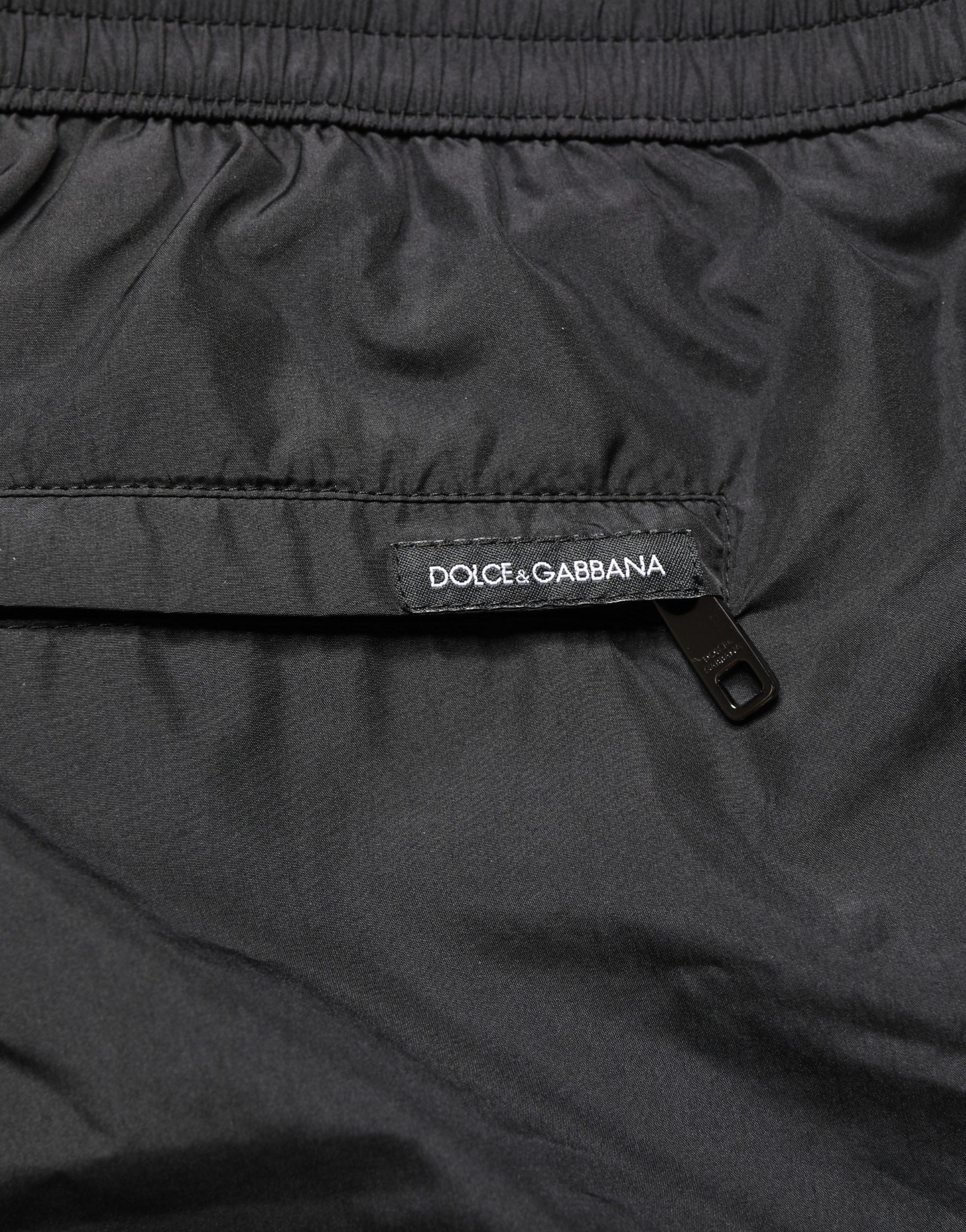 Dolce & Gabbana Black Polyester Drawstring Men Shorts Swimwear - Image 5