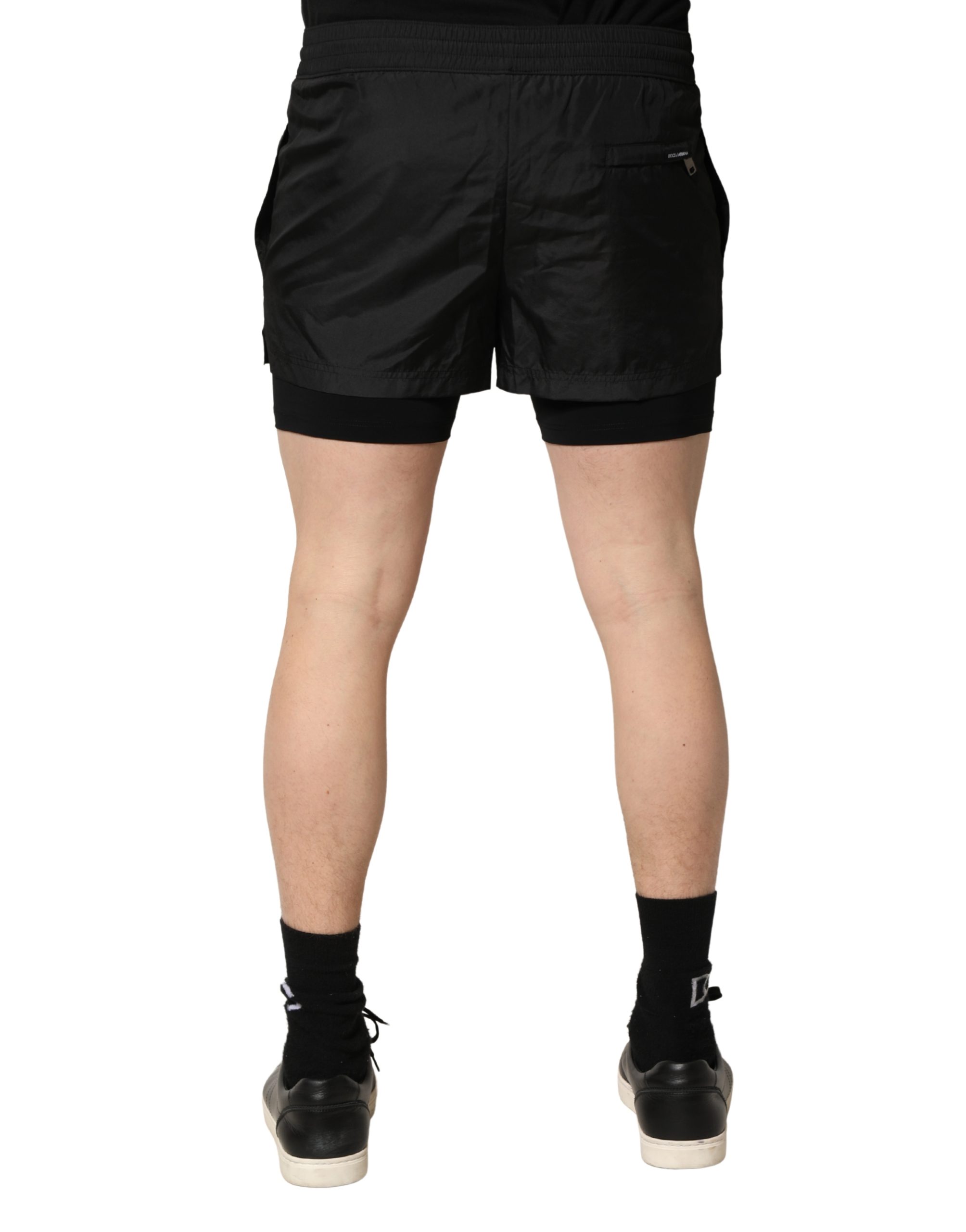 Dolce & Gabbana Black Polyester Drawstring Men Shorts Swimwear - Image 4