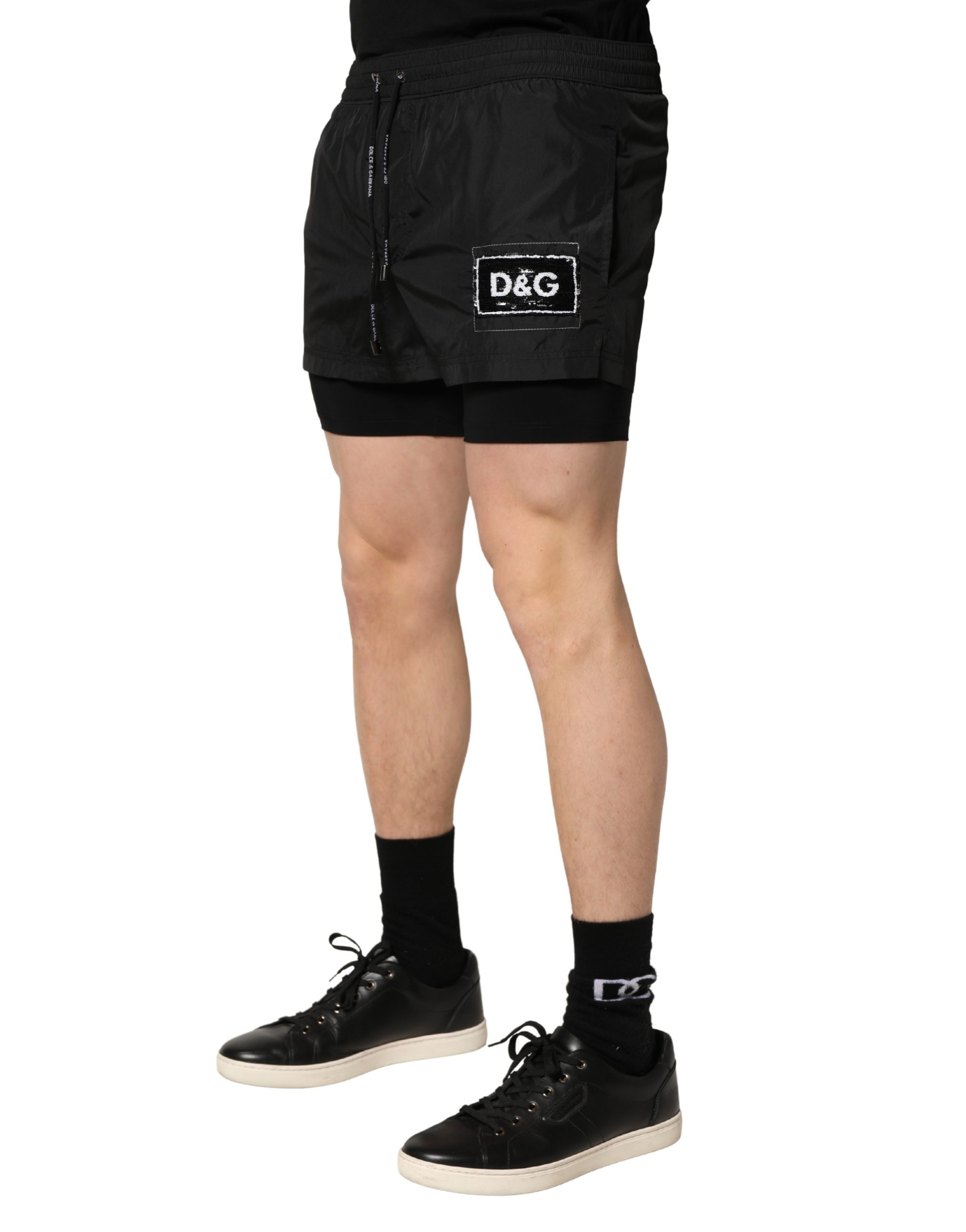 Dolce & Gabbana Black Polyester Drawstring Men Shorts Swimwear - Image 3