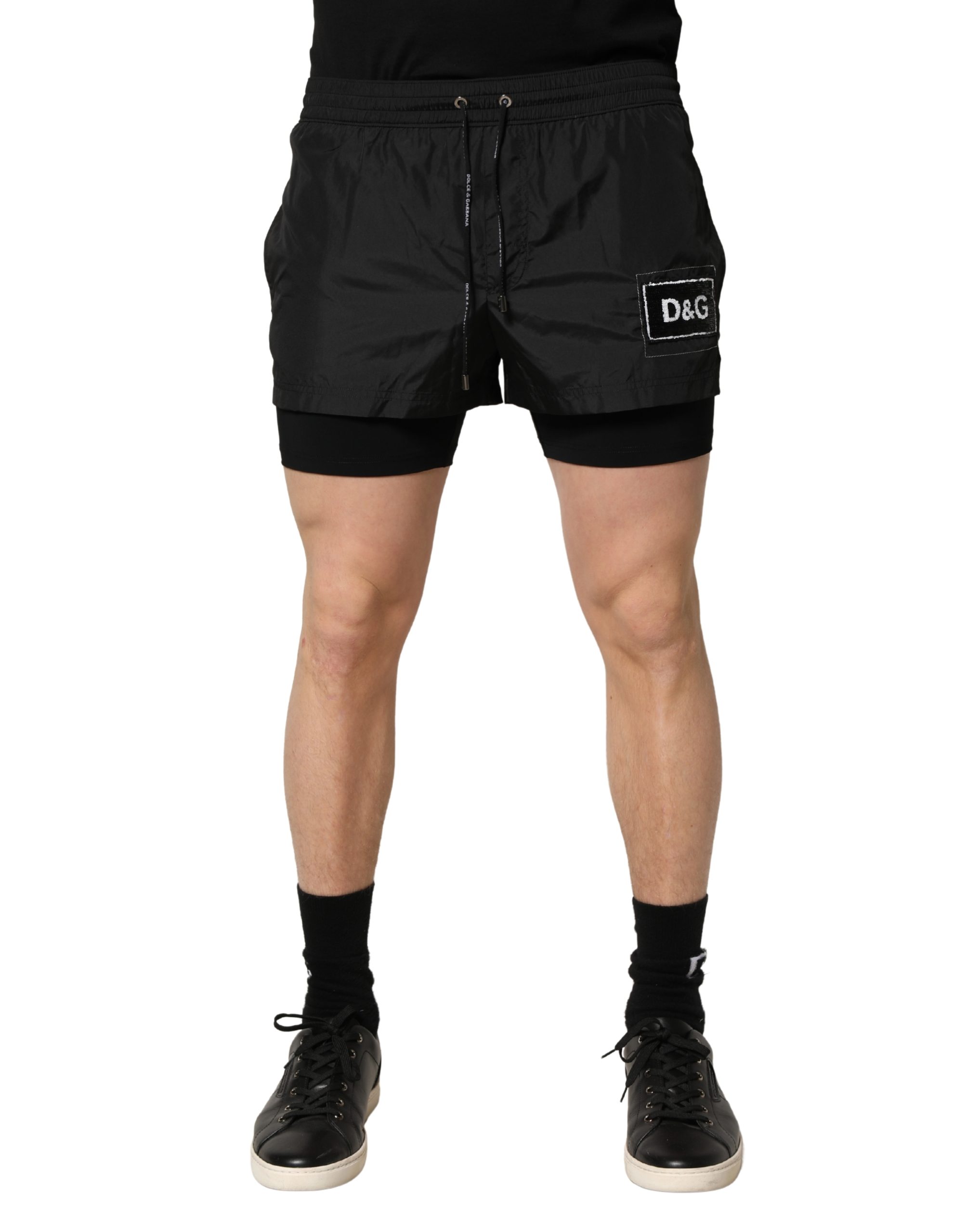 Dolce & Gabbana Black Polyester Drawstring Men Shorts Swimwear - Image 2