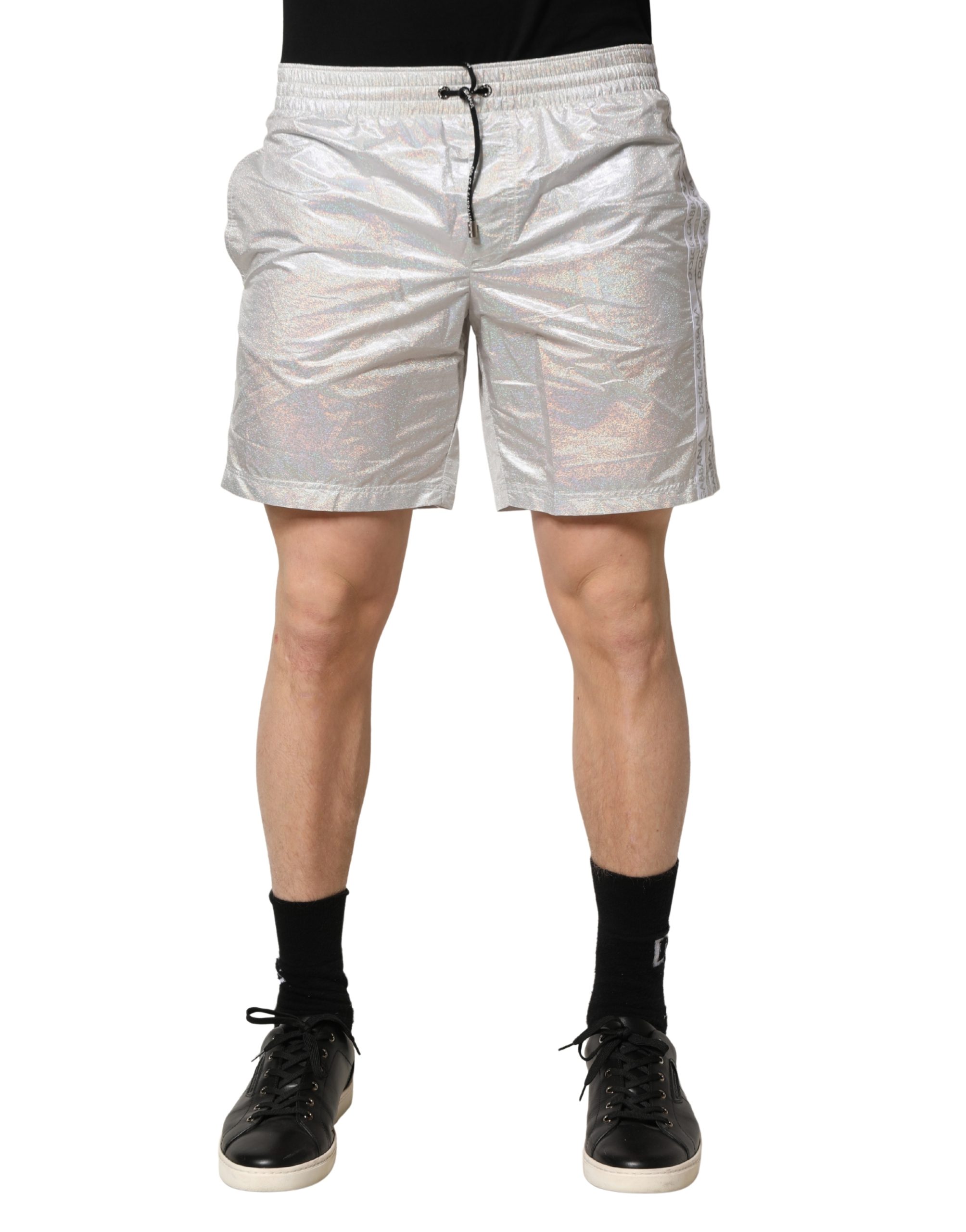 Dolce & Gabbana Silver Polyester Drawstring Men Shorts Swimwear - Image 2