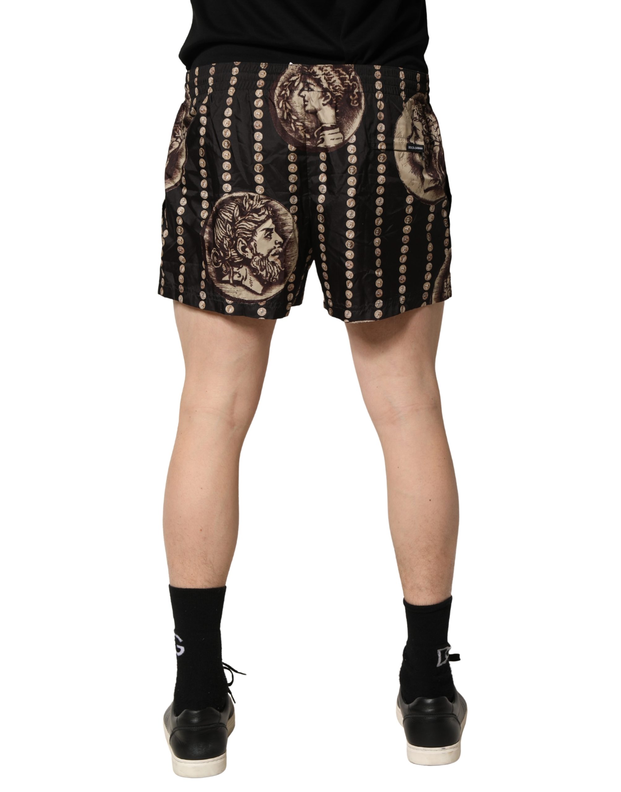 Dolce & Gabbana Black Roman Coin Print Swim Shorts Swimwear - Image 4