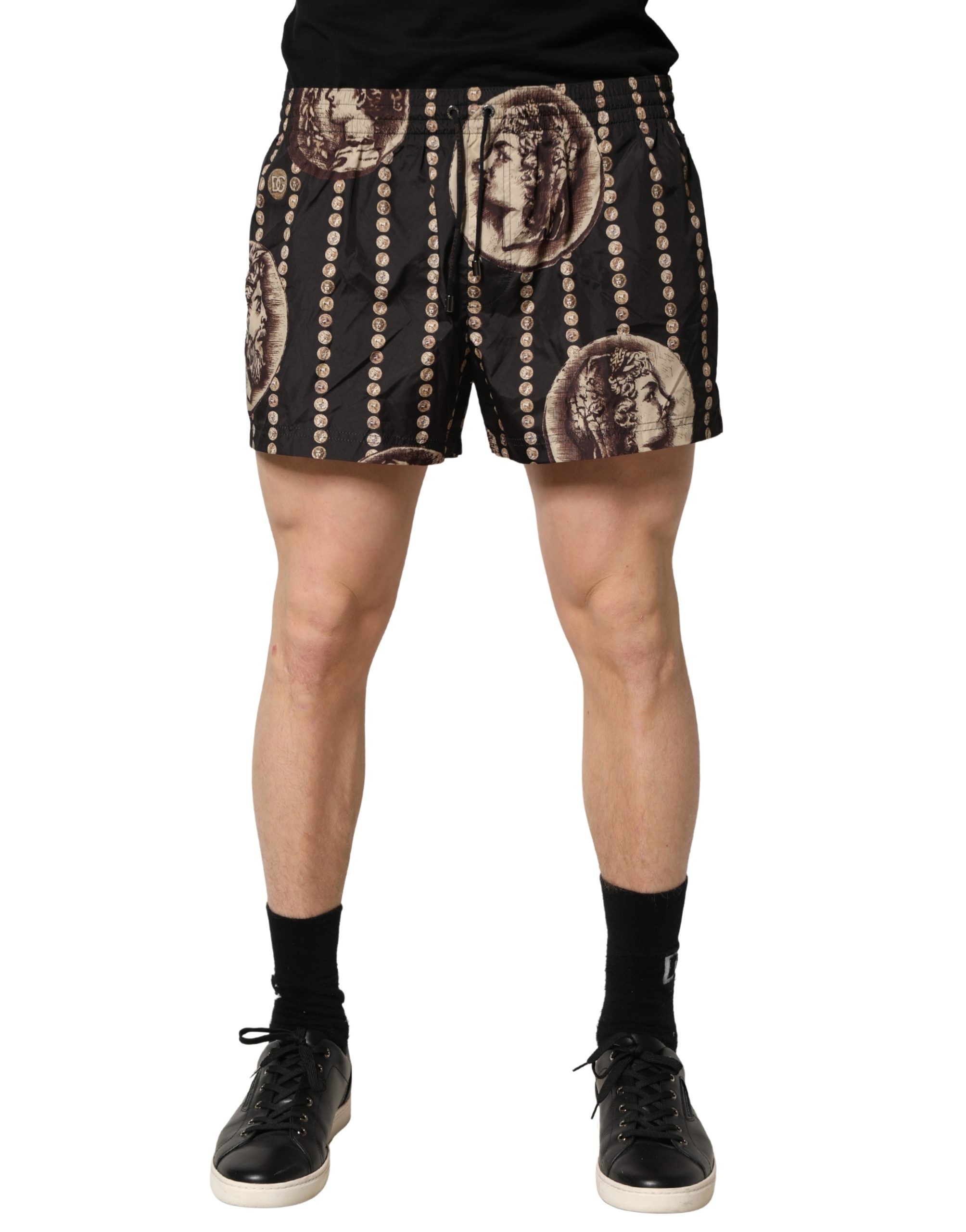 Dolce & Gabbana Black Roman Coin Print Swim Shorts Swimwear - Image 2