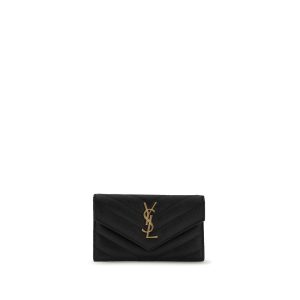 Saint Laurent Black Calf Leather Bos Taurus Wallet