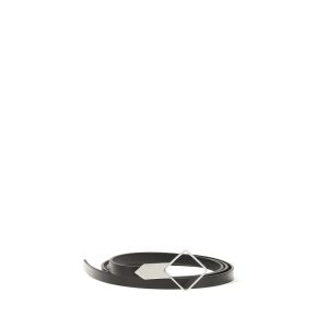 The Row Black Calf Leather Bos Taurus Thin Belt