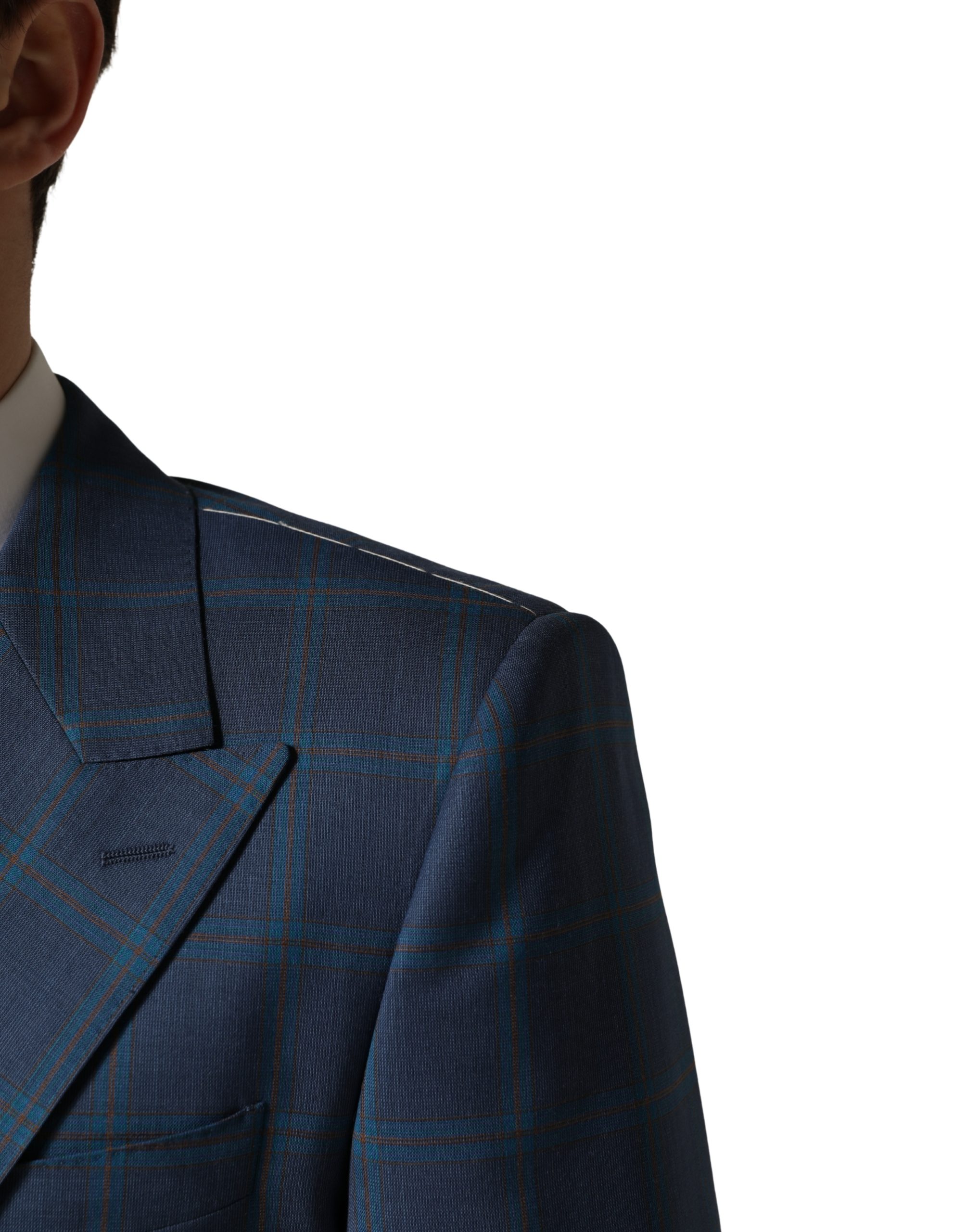 Dolce & Gabbana Blue Checked Double Breasted Men Suit Jacket - Image 6