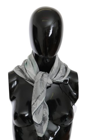 Costume National Gray Silk Shawl Foulard Wrap Scarf