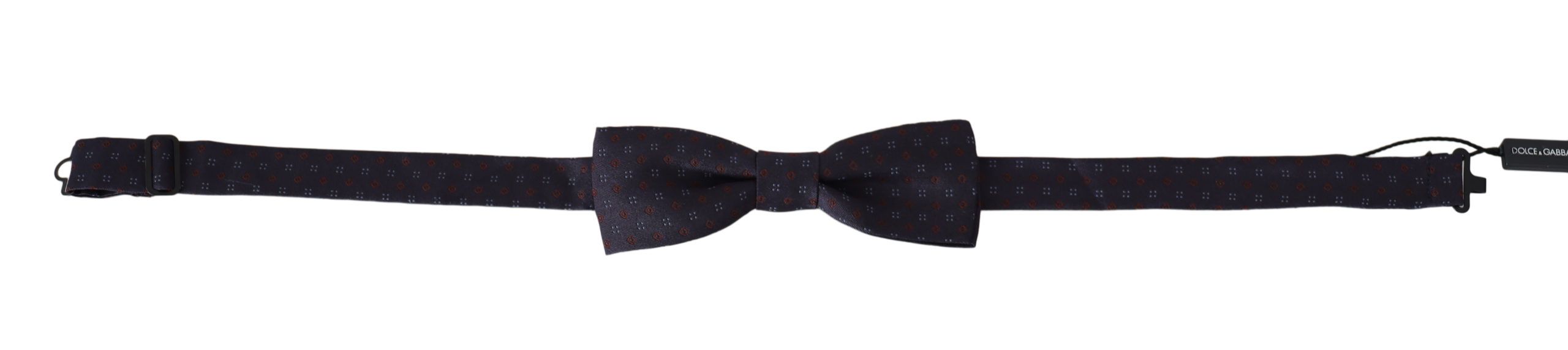 Dolce & Gabbana Gray Pattern Silk Adjustable Neck Papillon Bow Tie - Image 2
