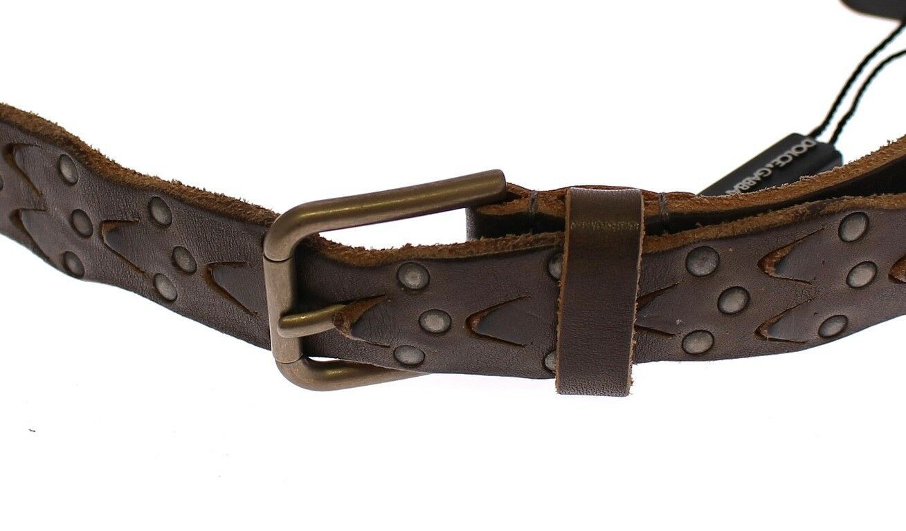 Dolce & Gabbana Brown Leather Logo Cintura Gürtel Belt - Image 3