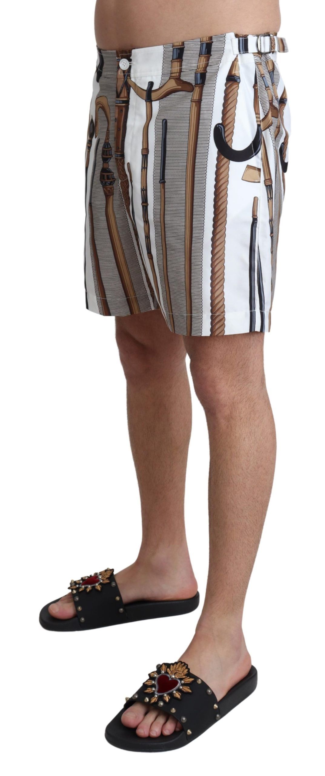 Dolce & Gabbana White Walking Stick Beachwear Shorts Swimshorts - Image 2