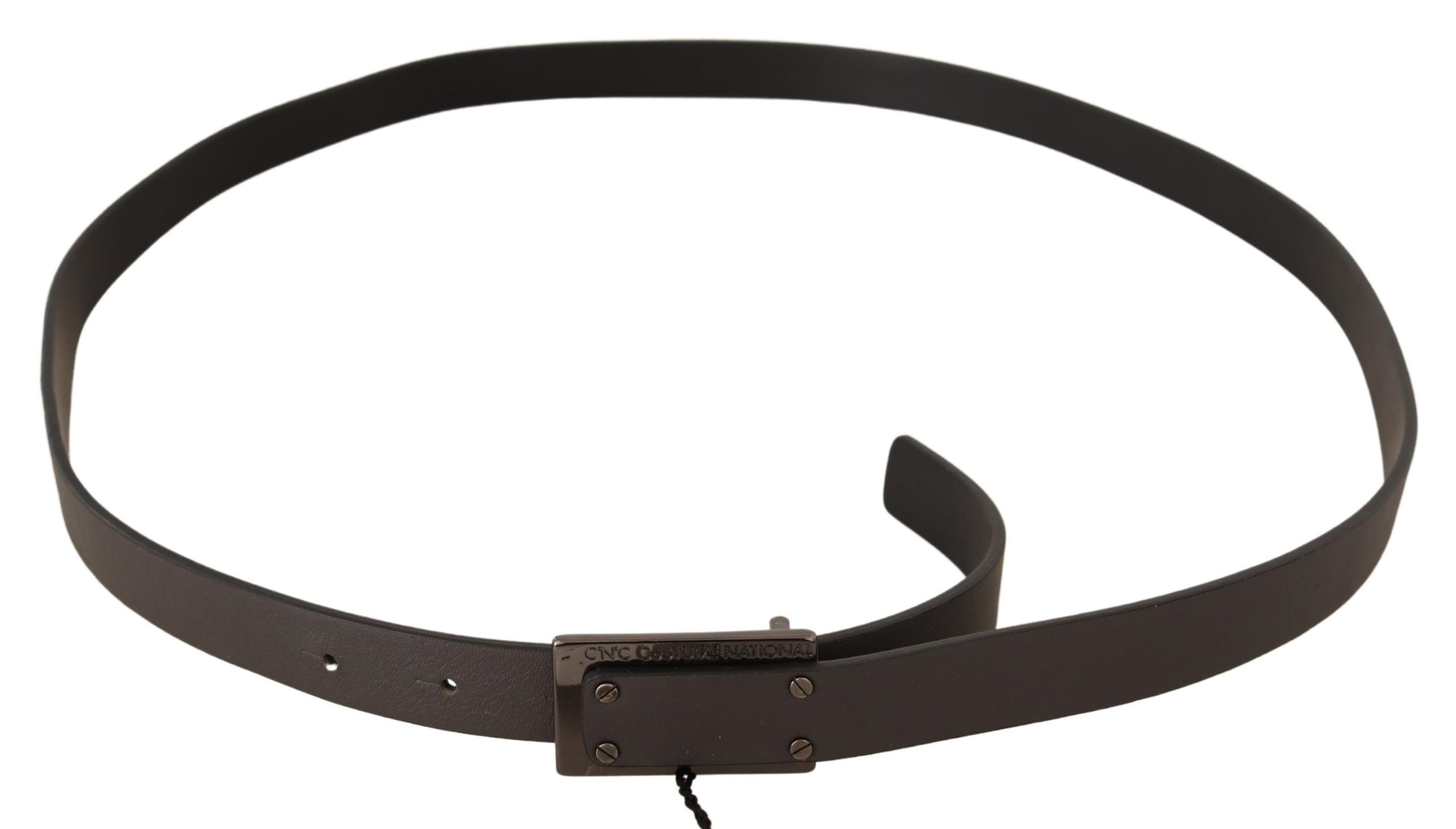 Costume National Dark Brown Leather Logo Buckle Belt - Image 4