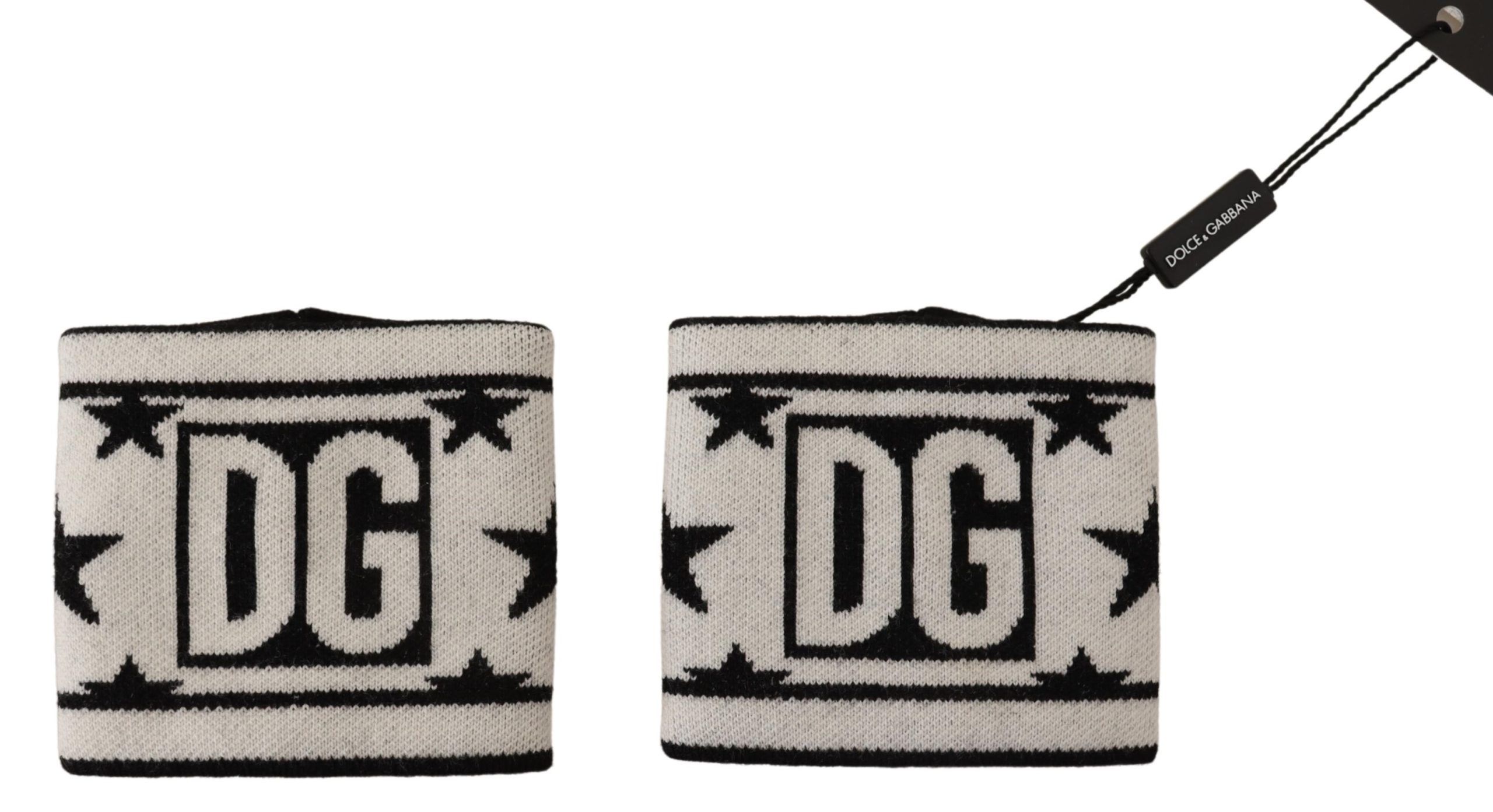 Dolce & Gabbana White Black Wool Logo #DGMILLENNIALS Wristband - Image 3