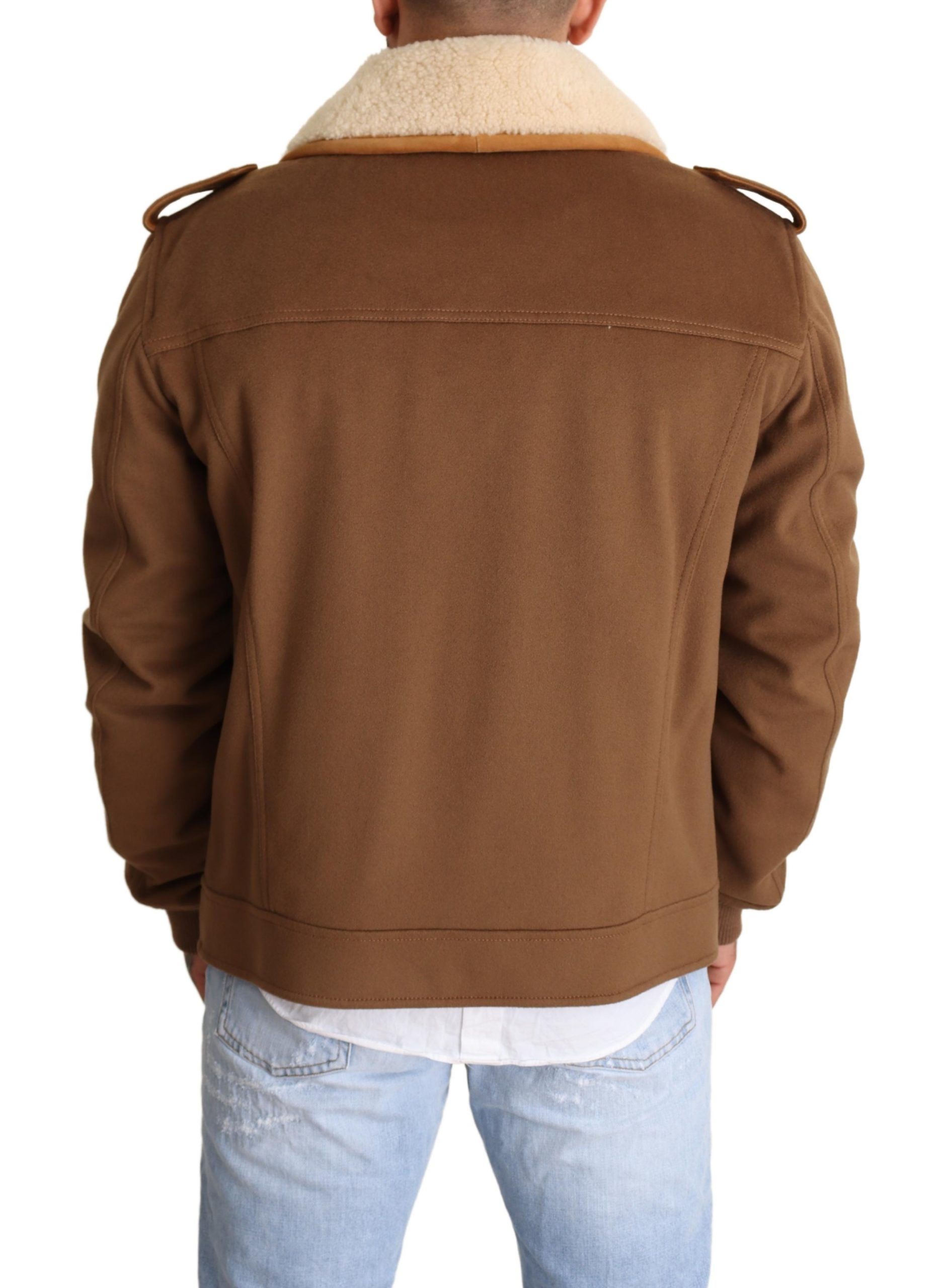Dolce & Gabbana Brown Double Breasted Shearling Coat Jacket - Image 3