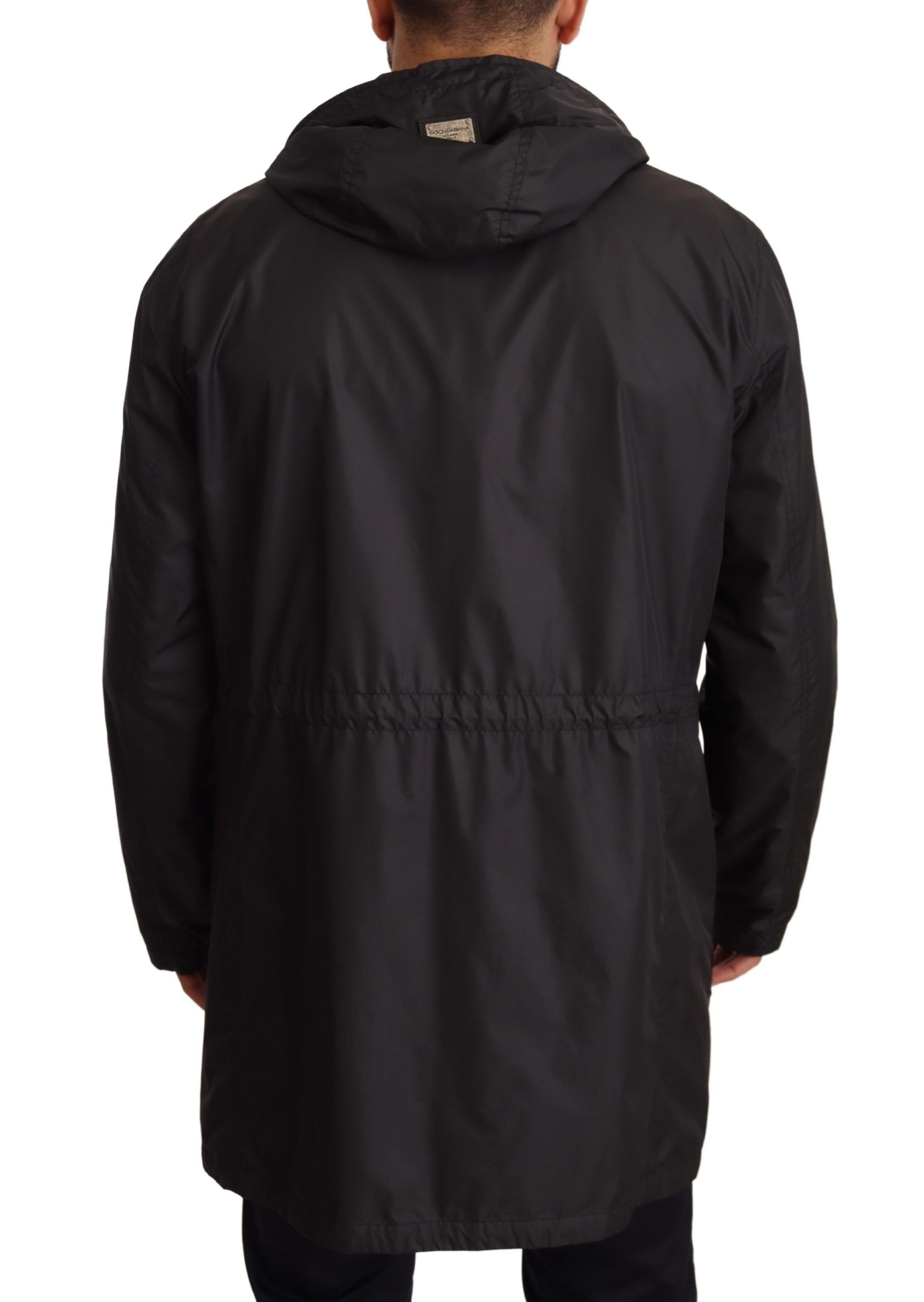 Dolce & Gabbana Black Hooded Mens Trench Coat Jacket - Image 3