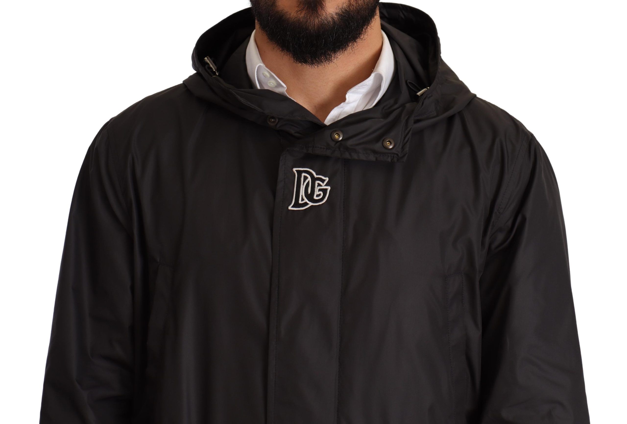 Dolce & Gabbana Black Hooded Mens Trench Coat Jacket - Image 5