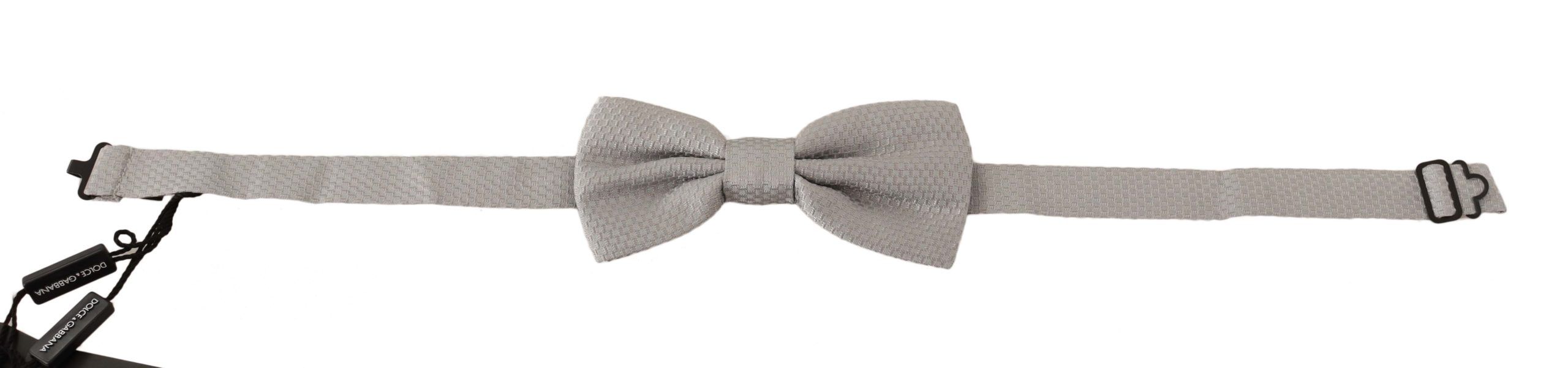 Dolce & Gabbana Silver Gray 100% Silk Adjustable Neck Papillon Bow Tie - Image 2