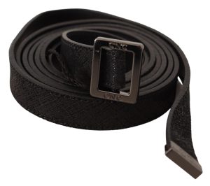 Costume National Black Leather Metal Buckle Waist Belt
