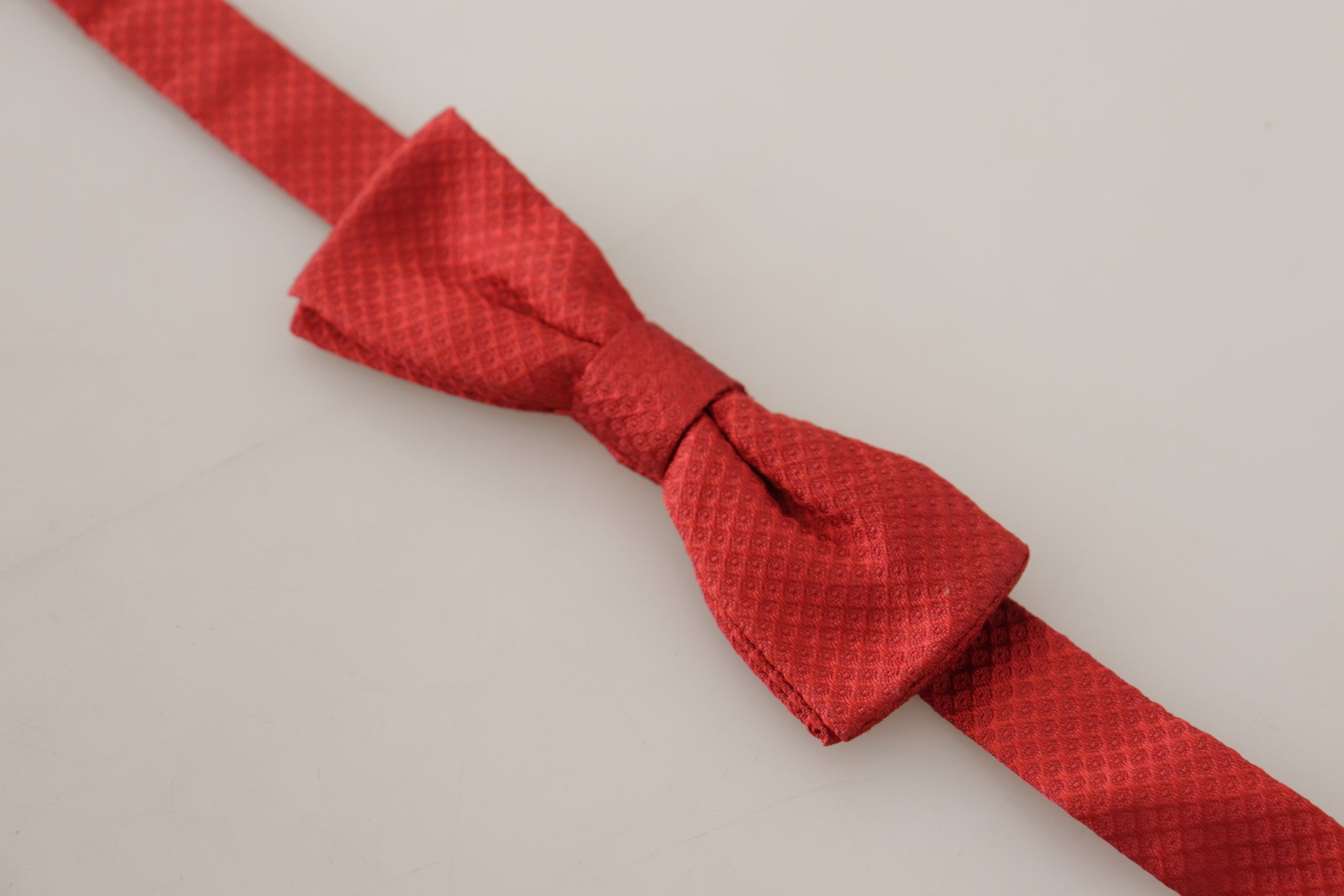 Dolce & Gabbana Red 100% Silk Adjustable Neck Papillon Tie - Image 6