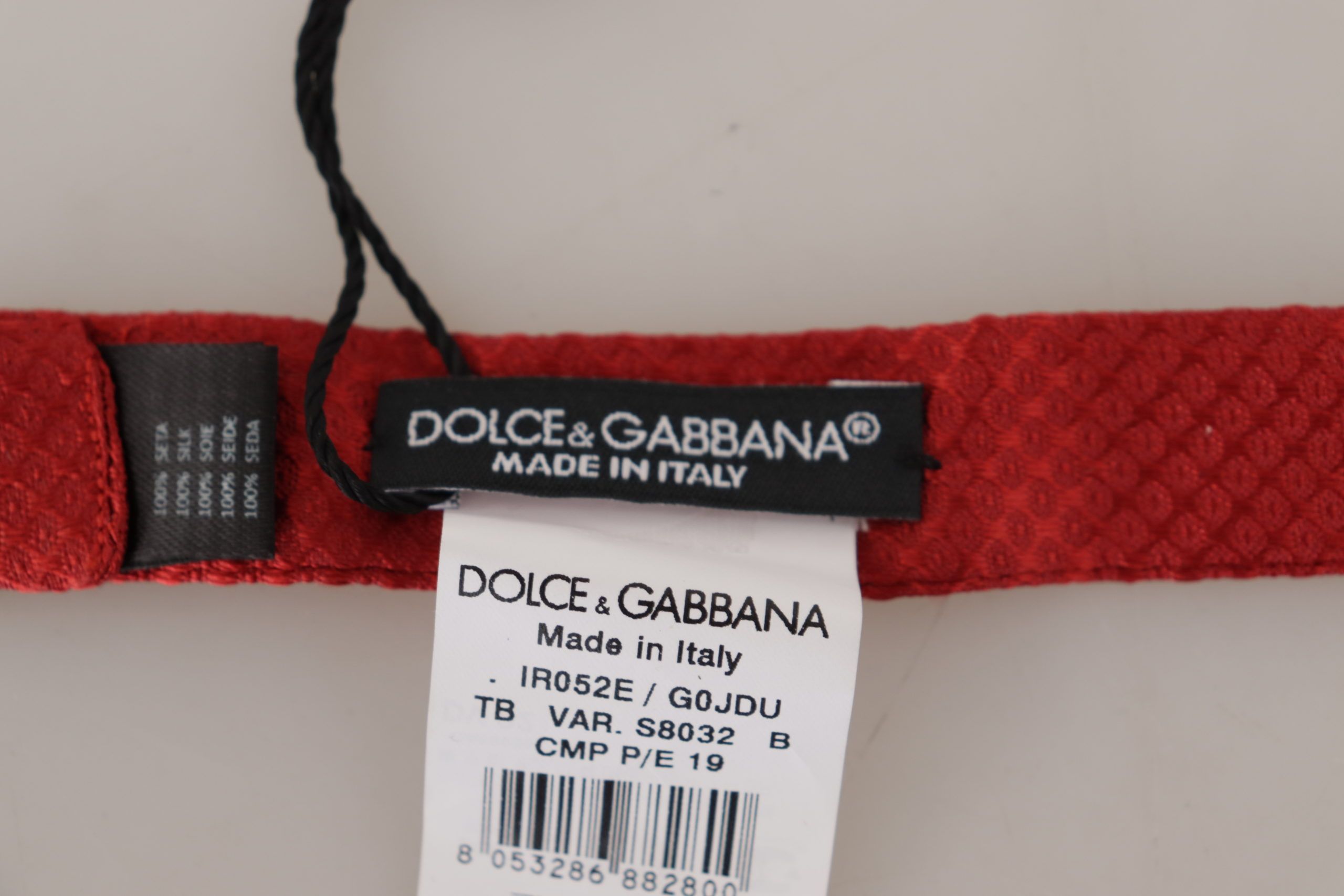 Dolce & Gabbana Red 100% Silk Adjustable Neck Papillon Tie - Image 4