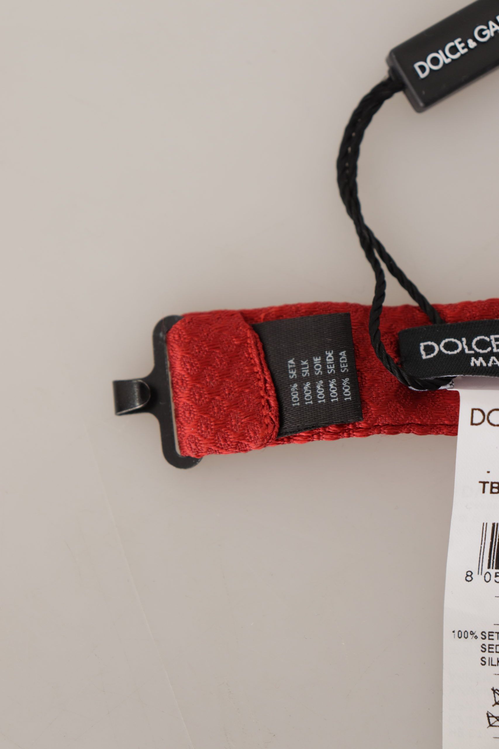 Dolce & Gabbana Red 100% Silk Adjustable Neck Papillon Tie - Image 5