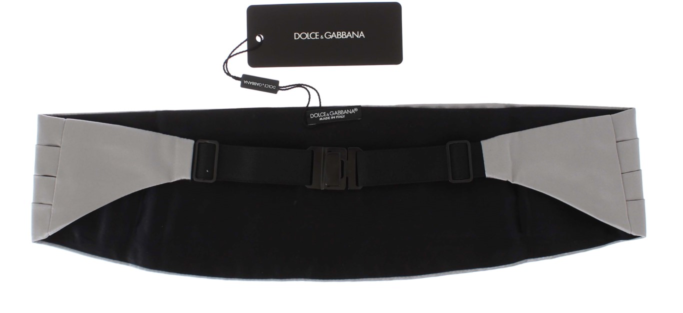 Dolce & Gabbana Silver Wide Belt Silk Cummerbund - Image 2