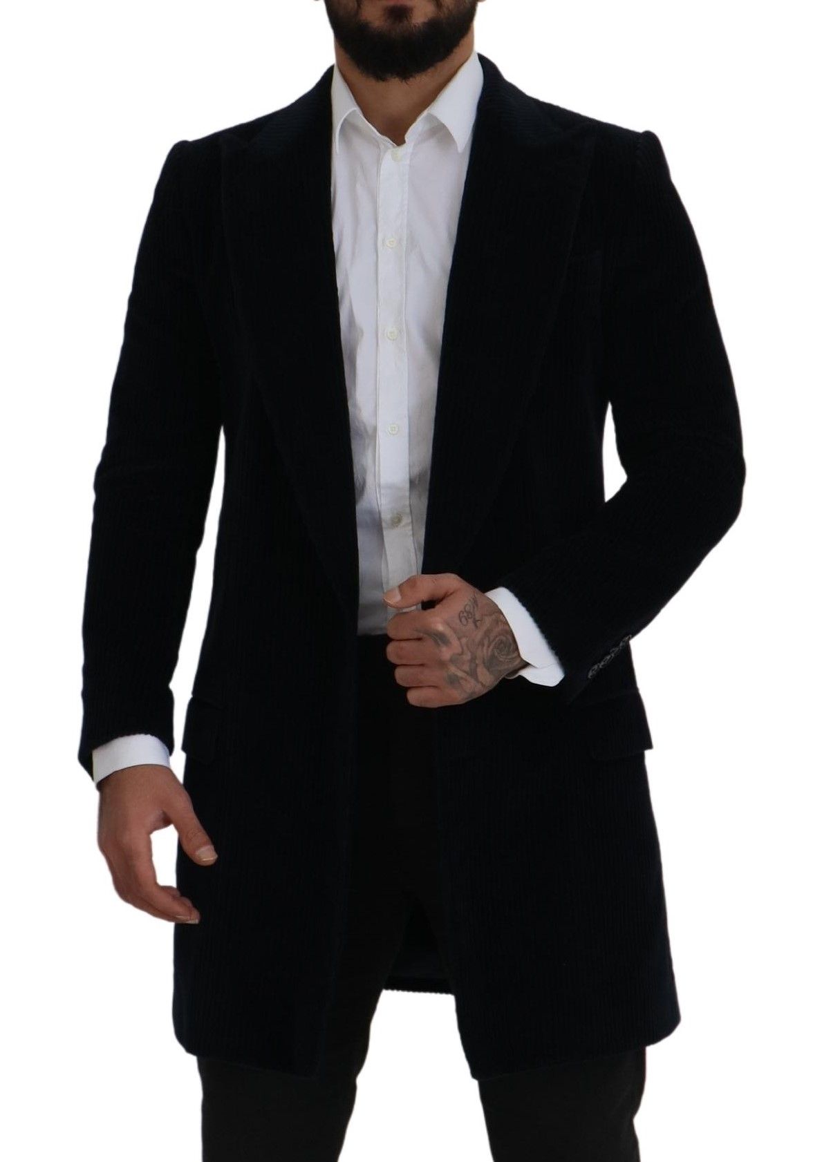 Dolce & Gabbana Black Cotton Cardigan Long Coat Men Jacket - Image 4