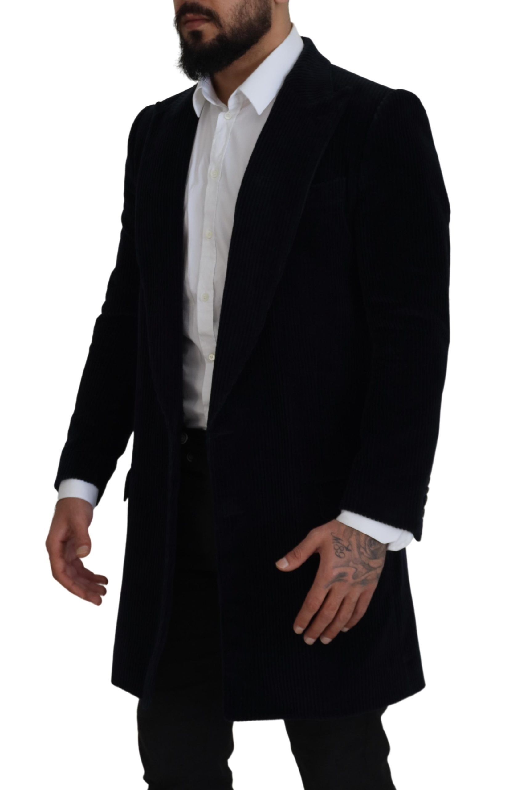 Dolce & Gabbana Black Cotton Cardigan Long Coat Men Jacket - Image 3