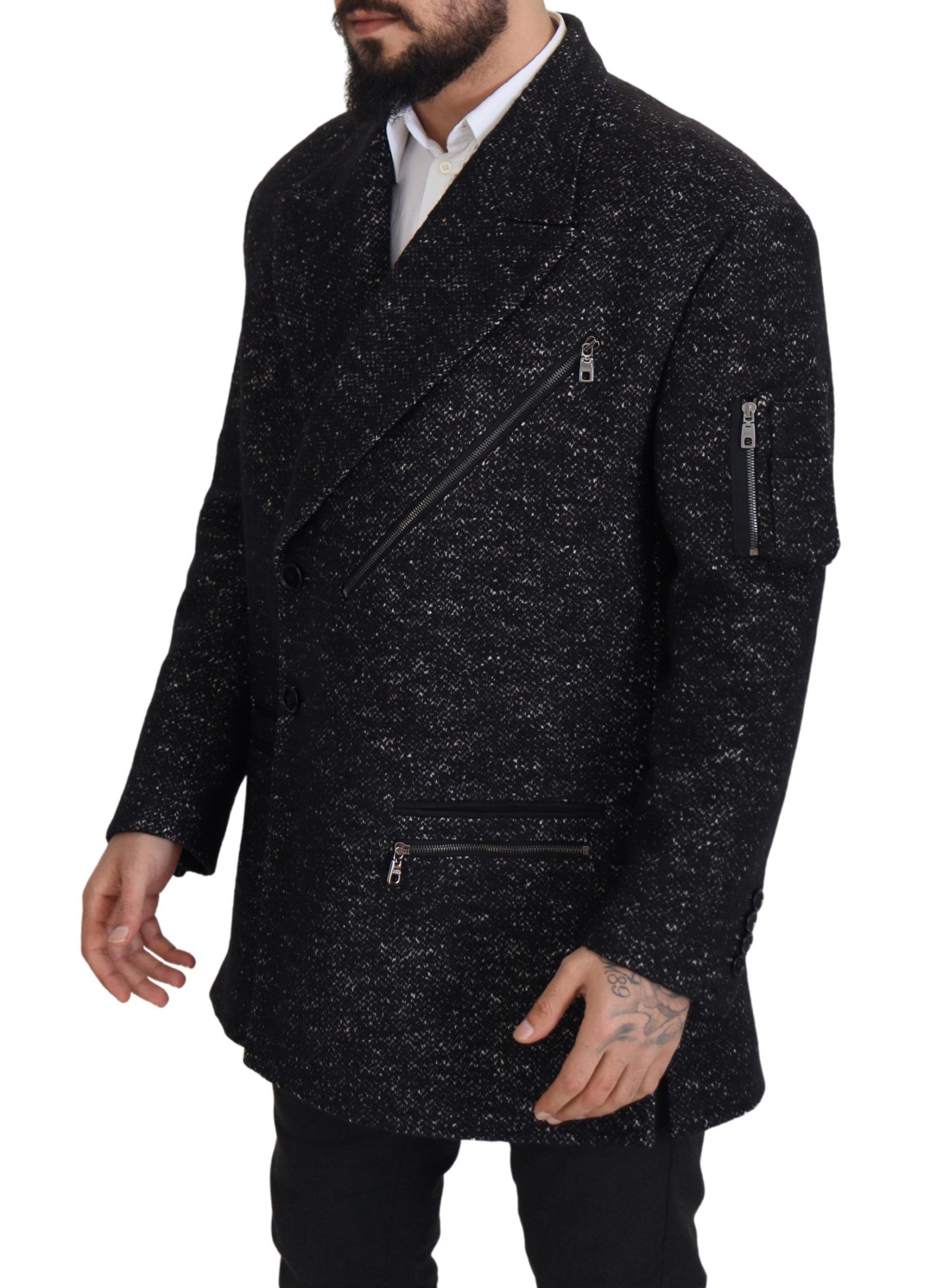 Dolce & Gabbana Black Wool Double Breasted Coat Men Jacket - Image 6