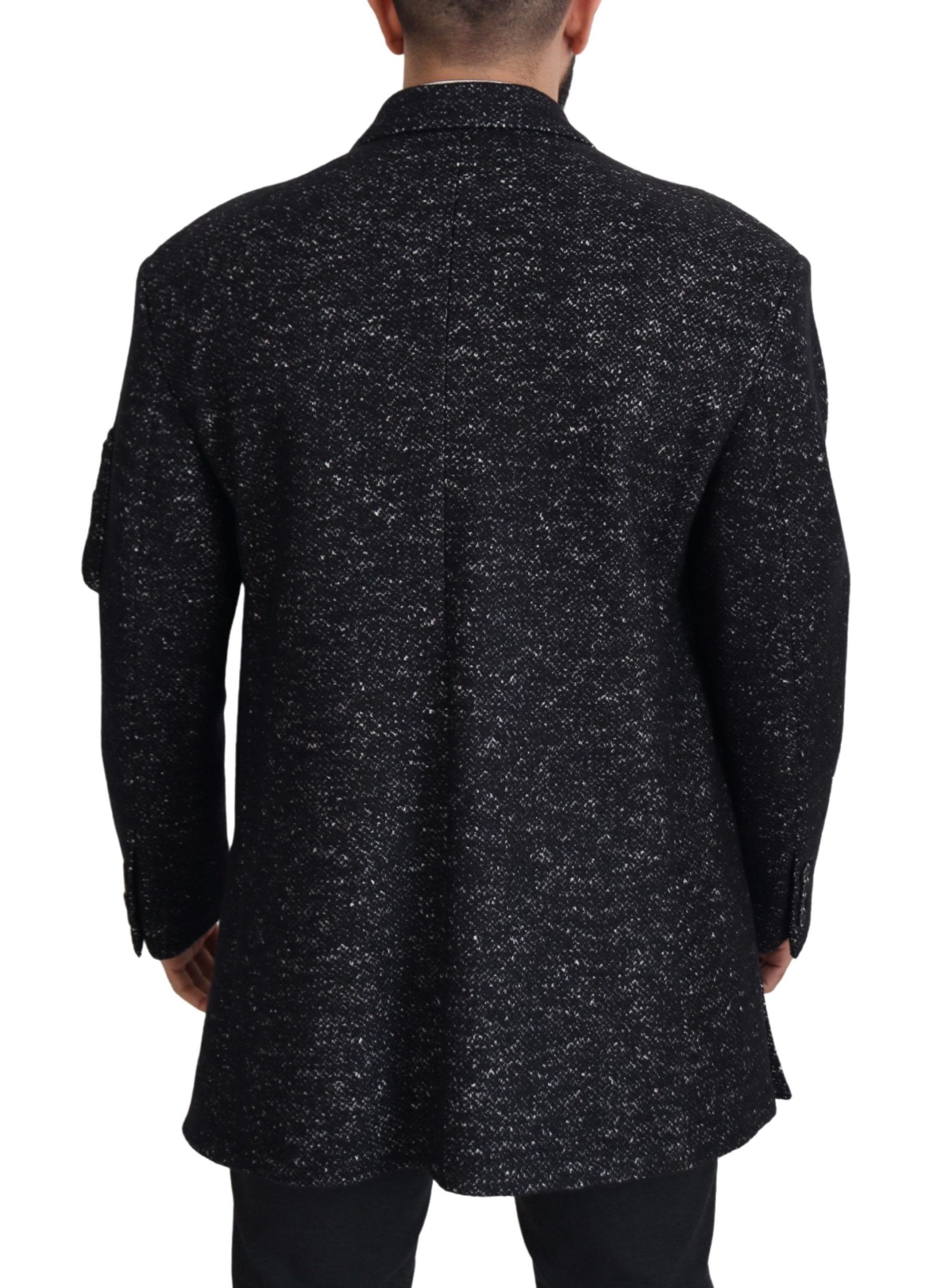 Dolce & Gabbana Black Wool Double Breasted Coat Men Jacket - Image 4