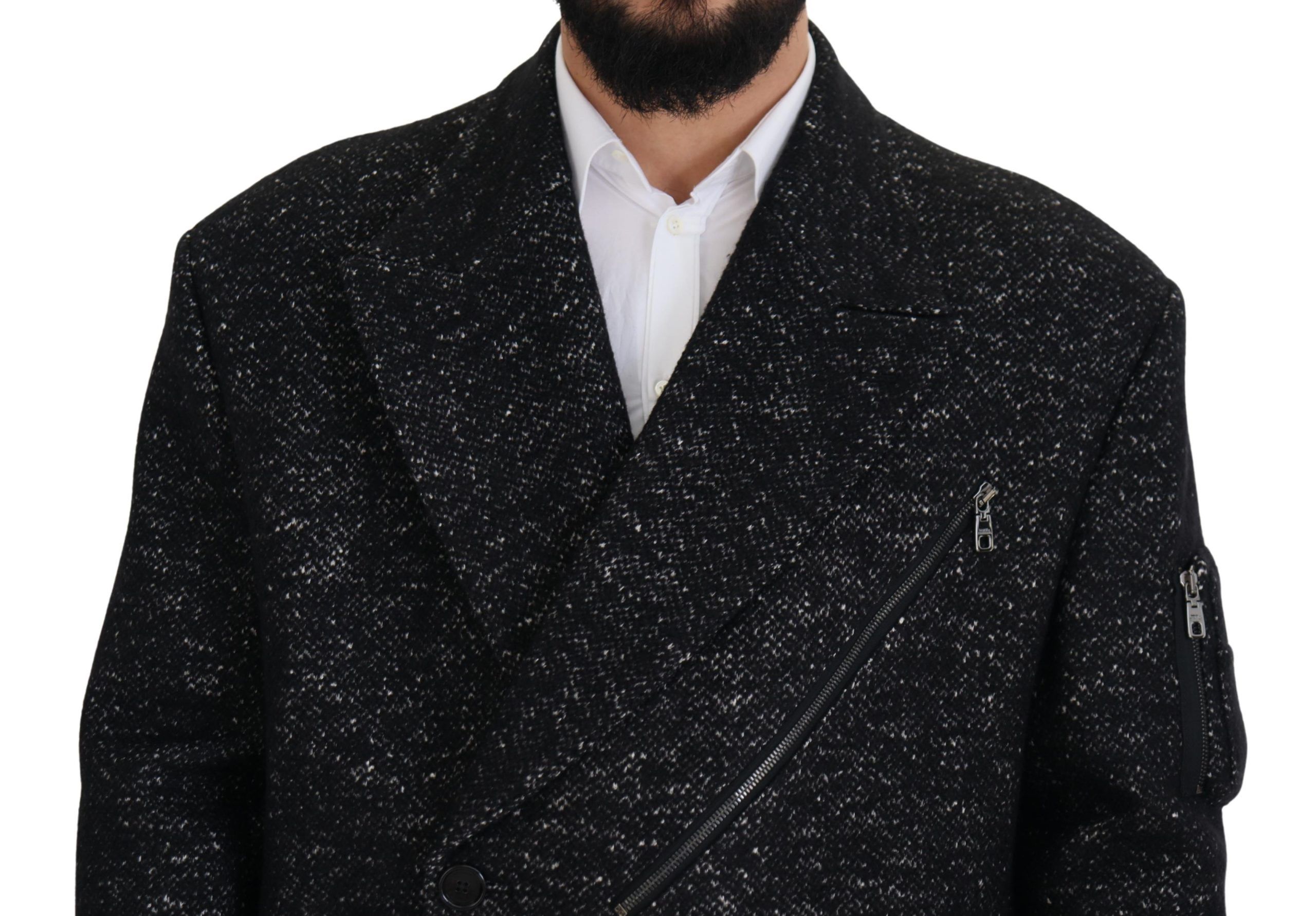 Dolce & Gabbana Black Wool Double Breasted Coat Men Jacket - Image 5