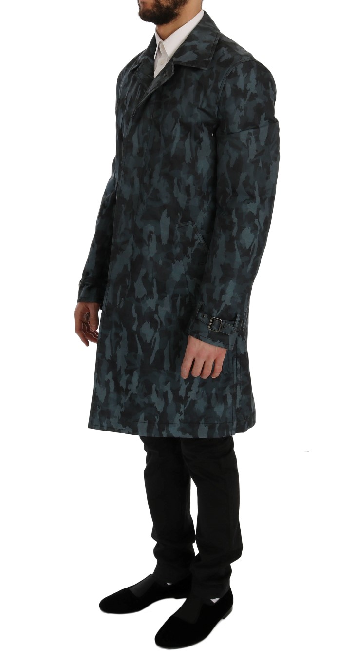 Dolce & Gabbana Blue Camouflage Trench Trench - Image 2