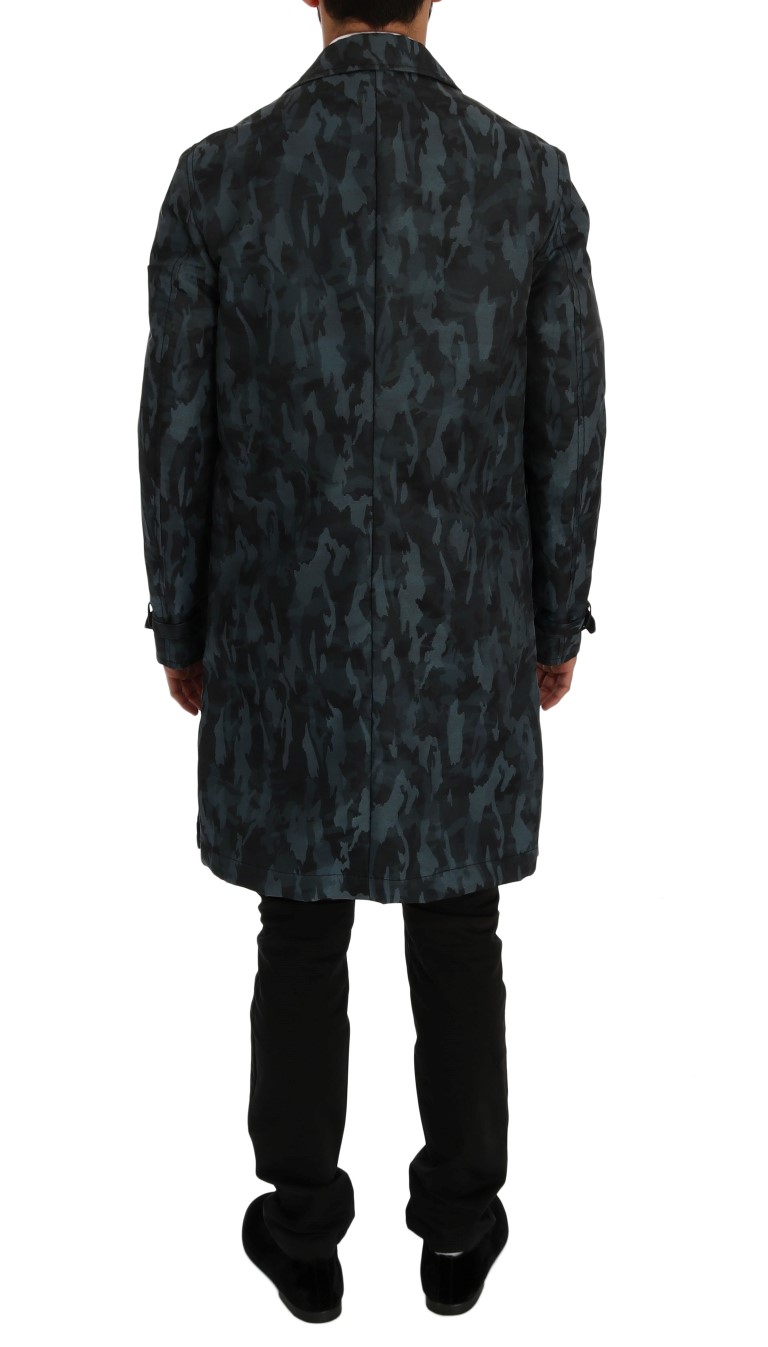 Dolce & Gabbana Blue Camouflage Trench Trench - Image 3