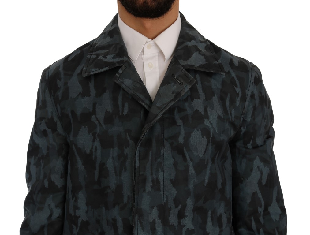 Dolce & Gabbana Blue Camouflage Trench Trench - Image 4