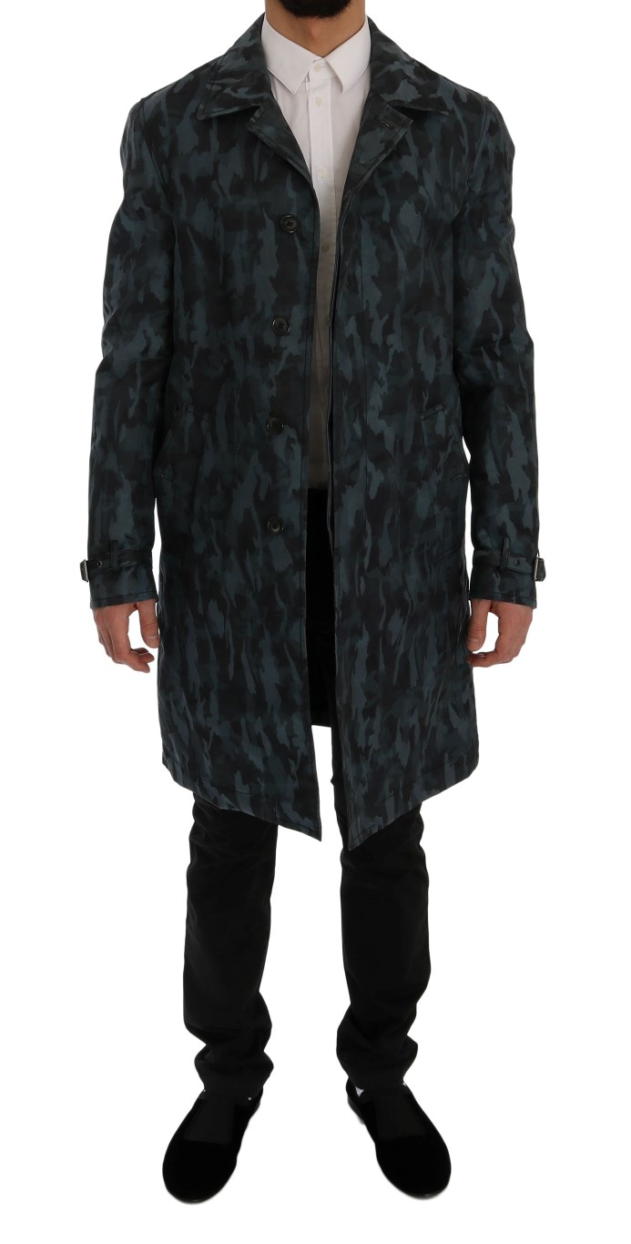 Dolce & Gabbana Blue Camouflage Trench Trench - Image 5