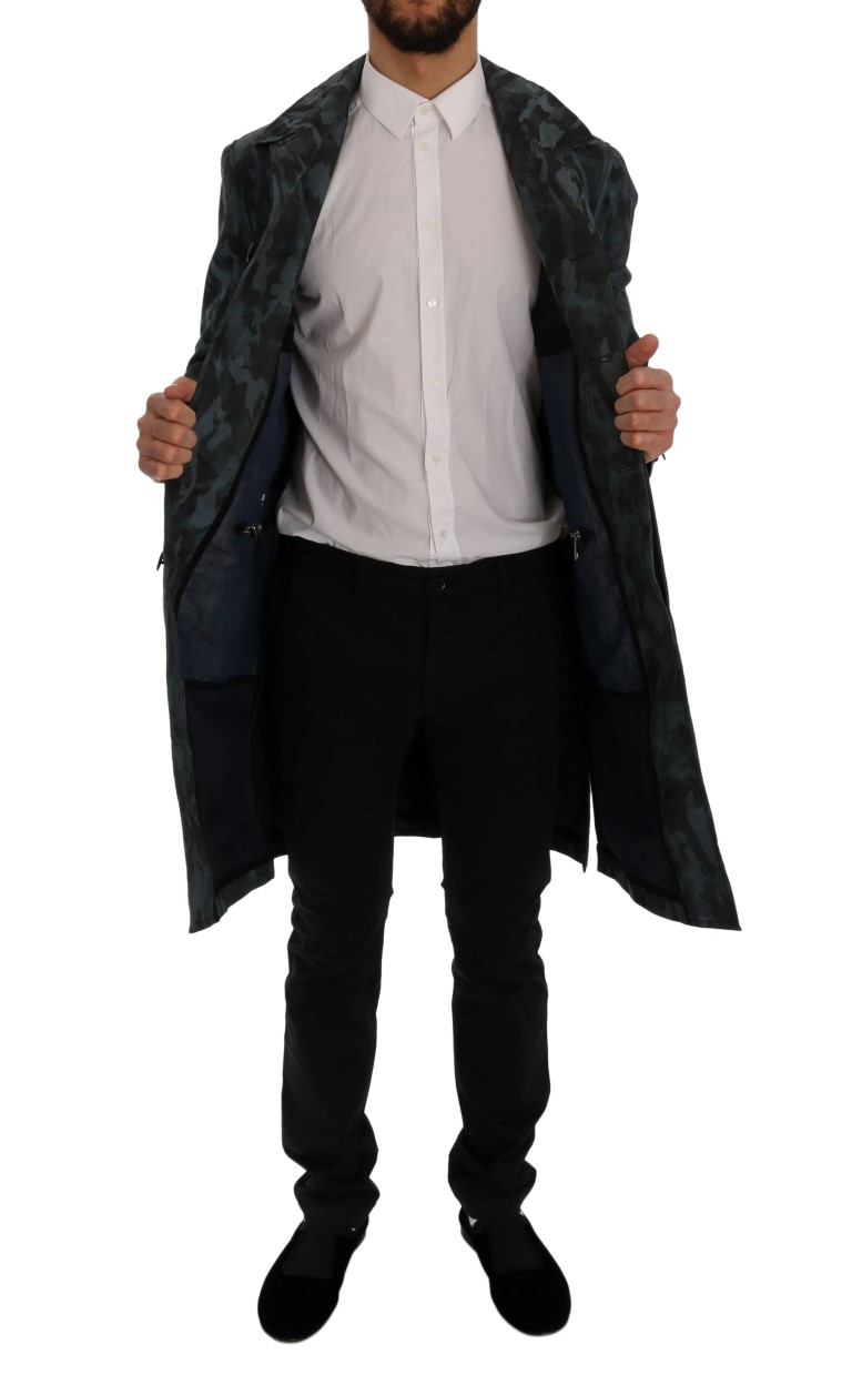 Dolce & Gabbana Blue Camouflage Trench Trench - Image 6