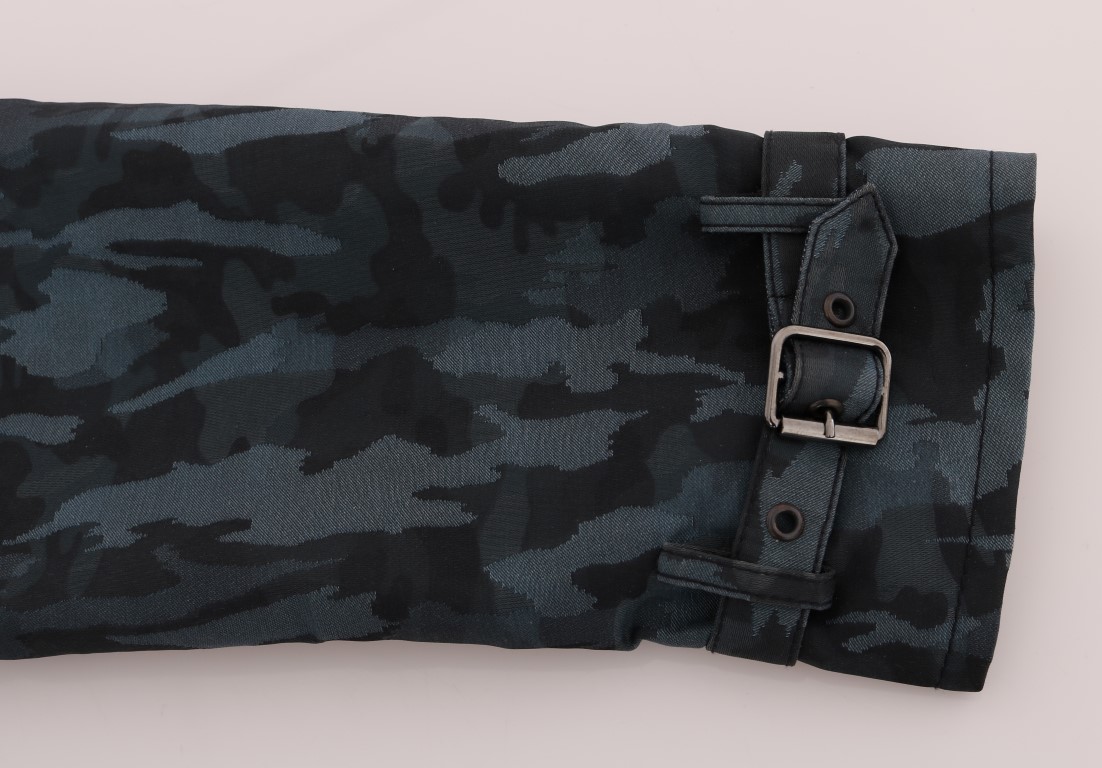 Dolce & Gabbana Blue Camouflage Trench Trench - Image 8
