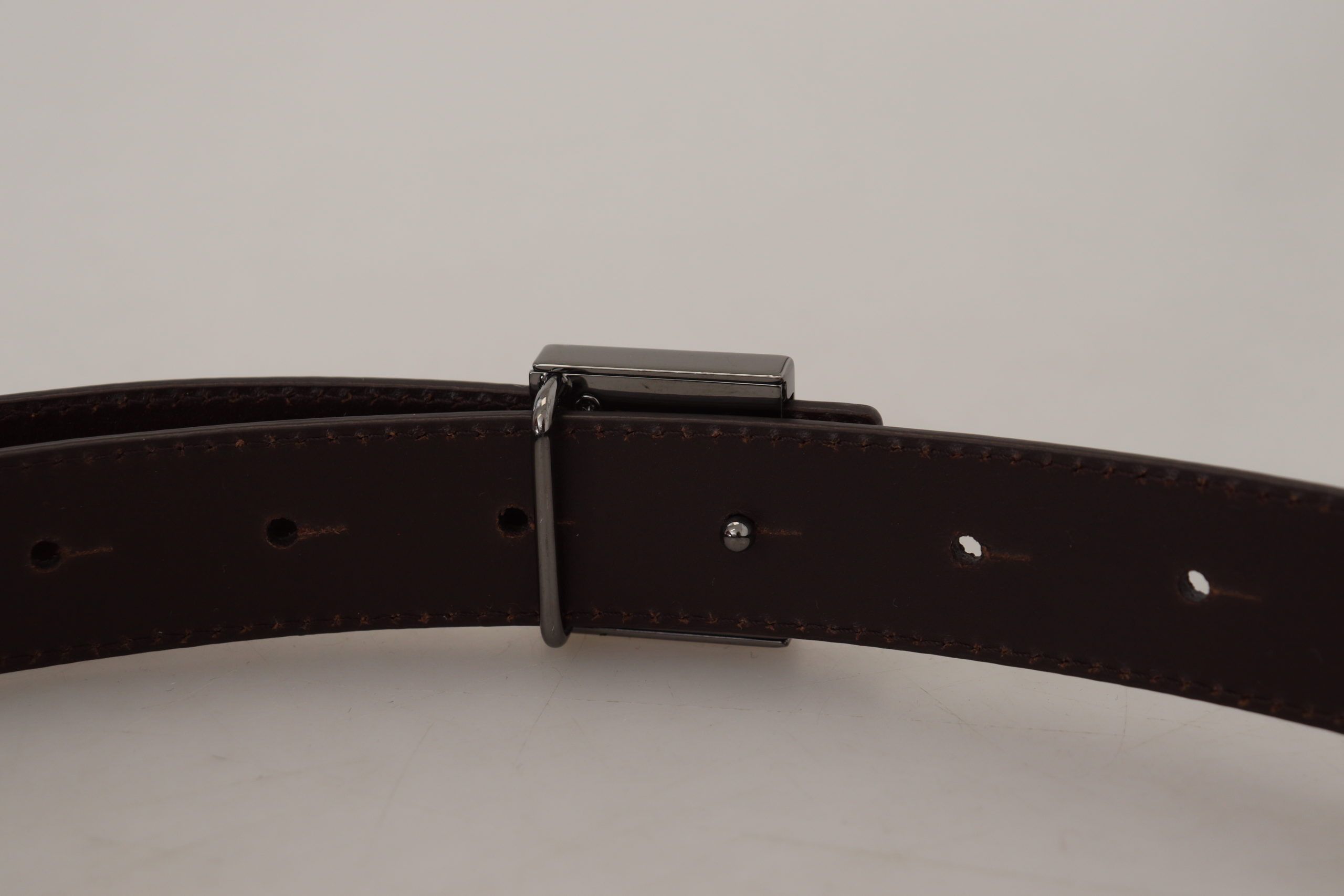 Dolce & Gabbana Gold Leather Silver Square Metal Buckle Belt - Image 5