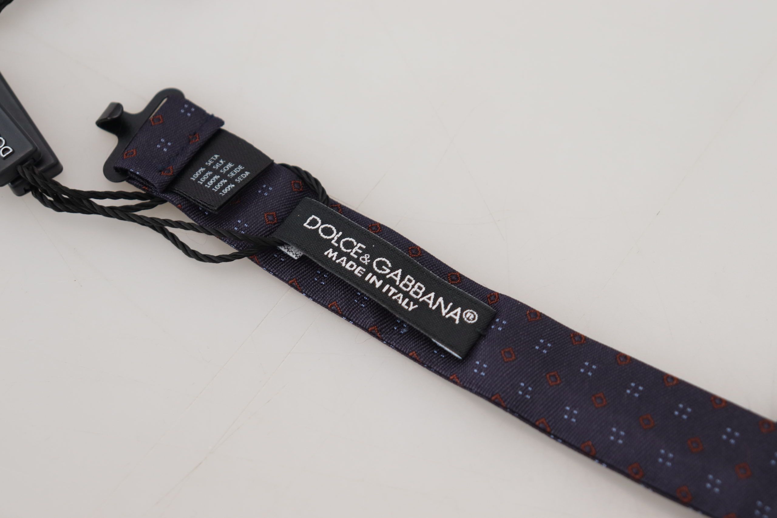 Dolce & Gabbana Blue Pattern Silk Adjustable Neck Papillon Bow Tie - Image 4