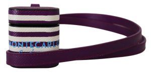 Dolce & Gabbana Purple Leather Strap Gold Metal Logo Airpods Case