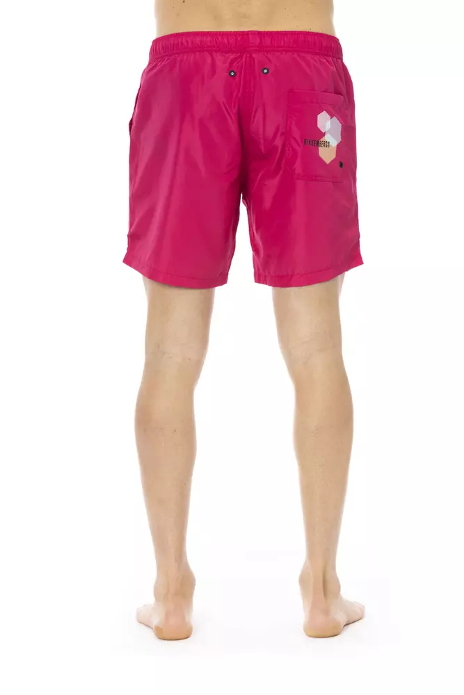 Bikkembergs Fuchsia Polyester Men Swim Short - Image 3