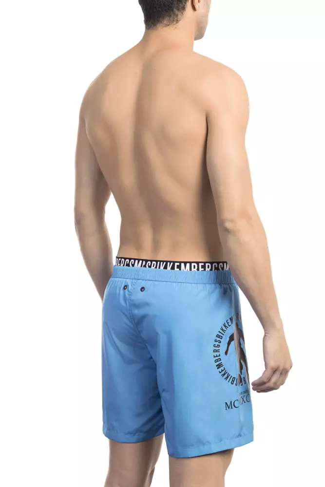 Bikkembergs Light Blue Polyester Men Swim Short - Image 2