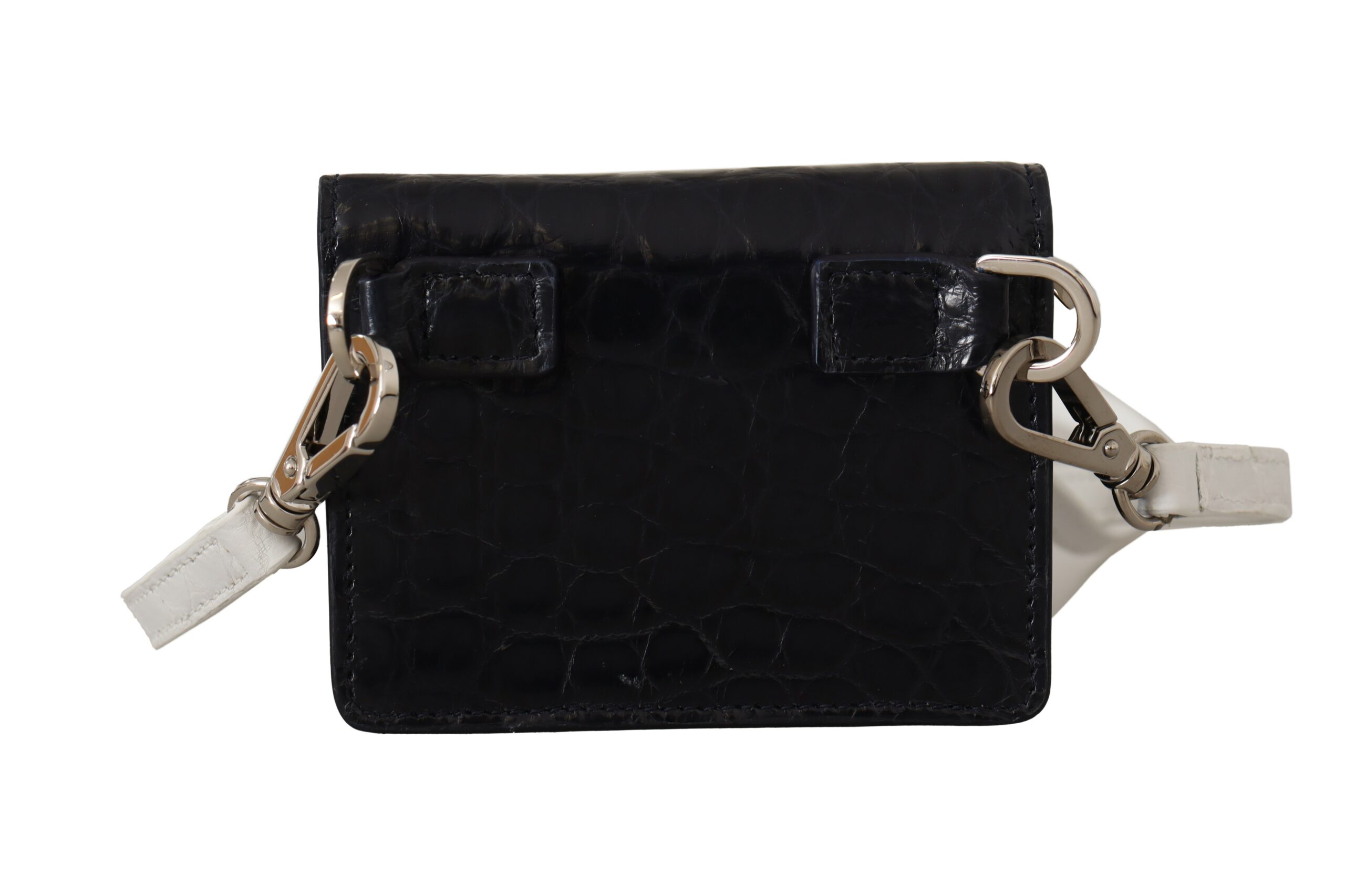 Dolce & Gabbana Blue White Caiman Leather Strap Card Holder Wallet - Image 3