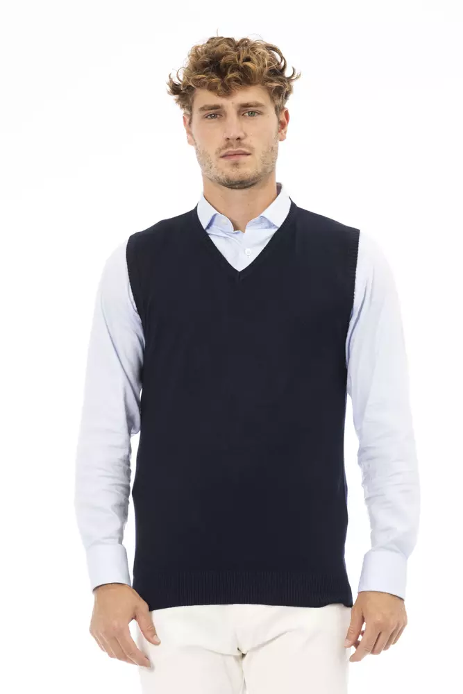 Alpha Studio Blue Viscose Men's Jacket