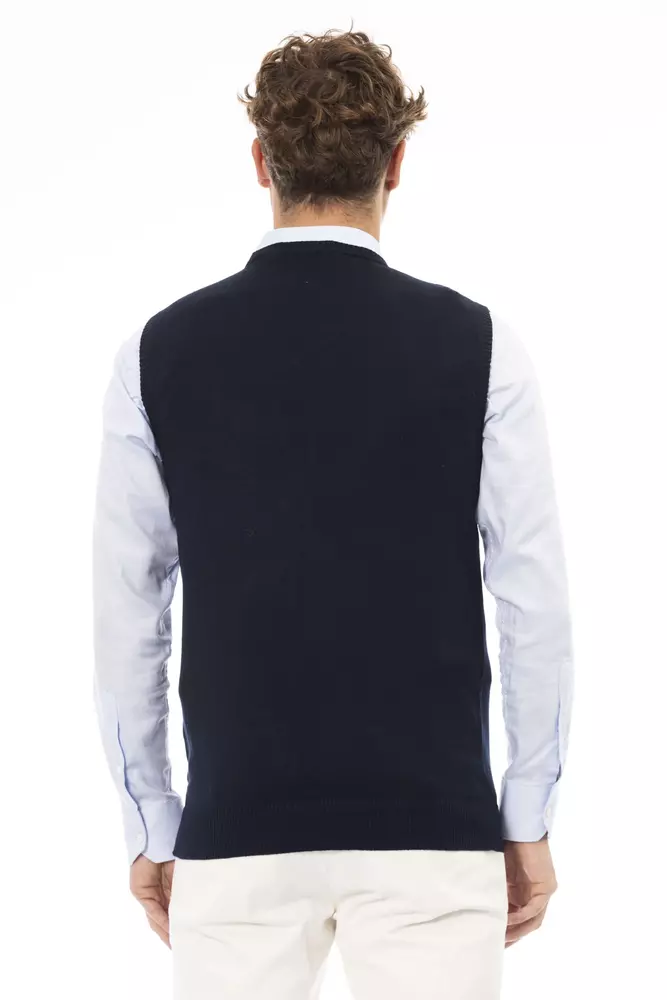 Alpha Studio Blue Viscose Men's Jacket - Image 3